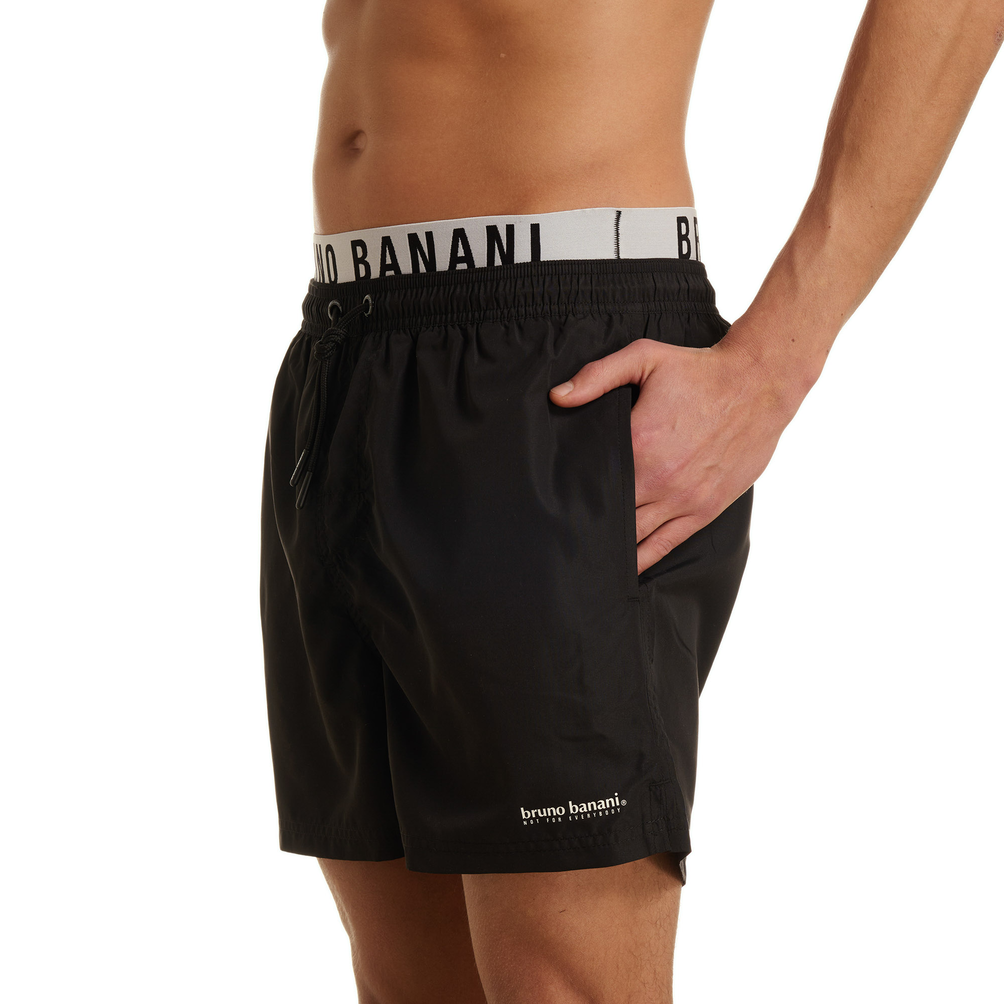 Schwimmshorts, schwarze Shorts, Verstellband, elastischer Bund, bruno banani Logo