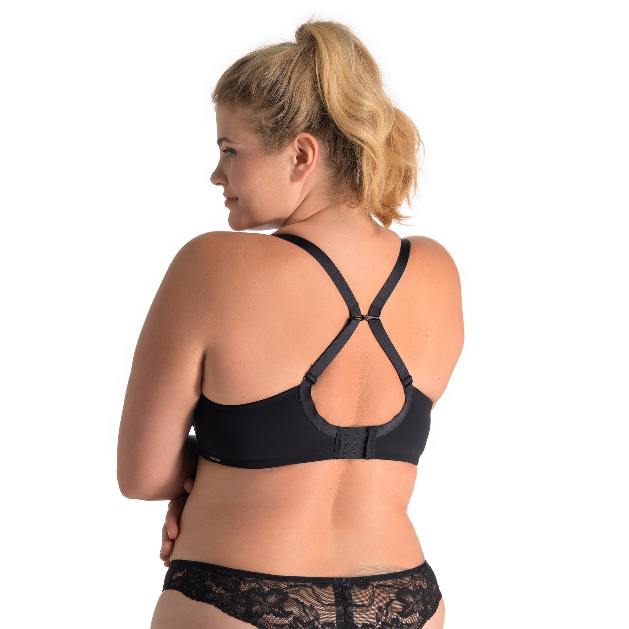 BH-Träger, Sport-BH, Rückenträger, Schwarz, Spitzenkante