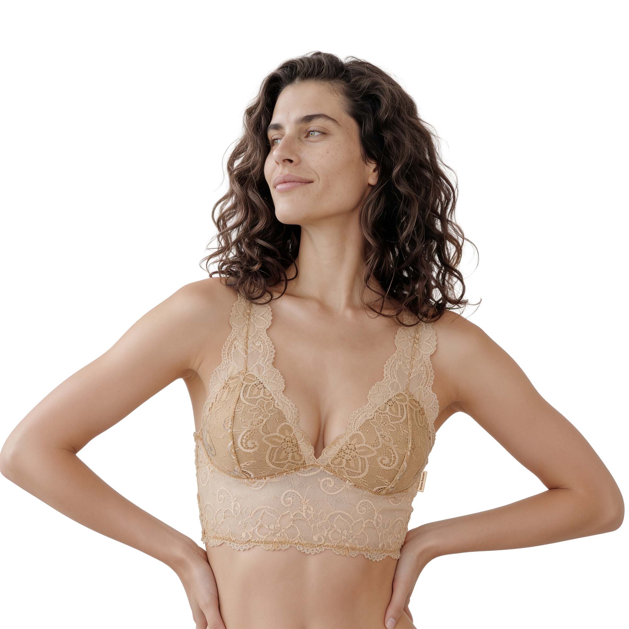 Spitzen-BH, Beige Bh, Blumen-Spitze, Häkelspitze, Unterwäsche-Top