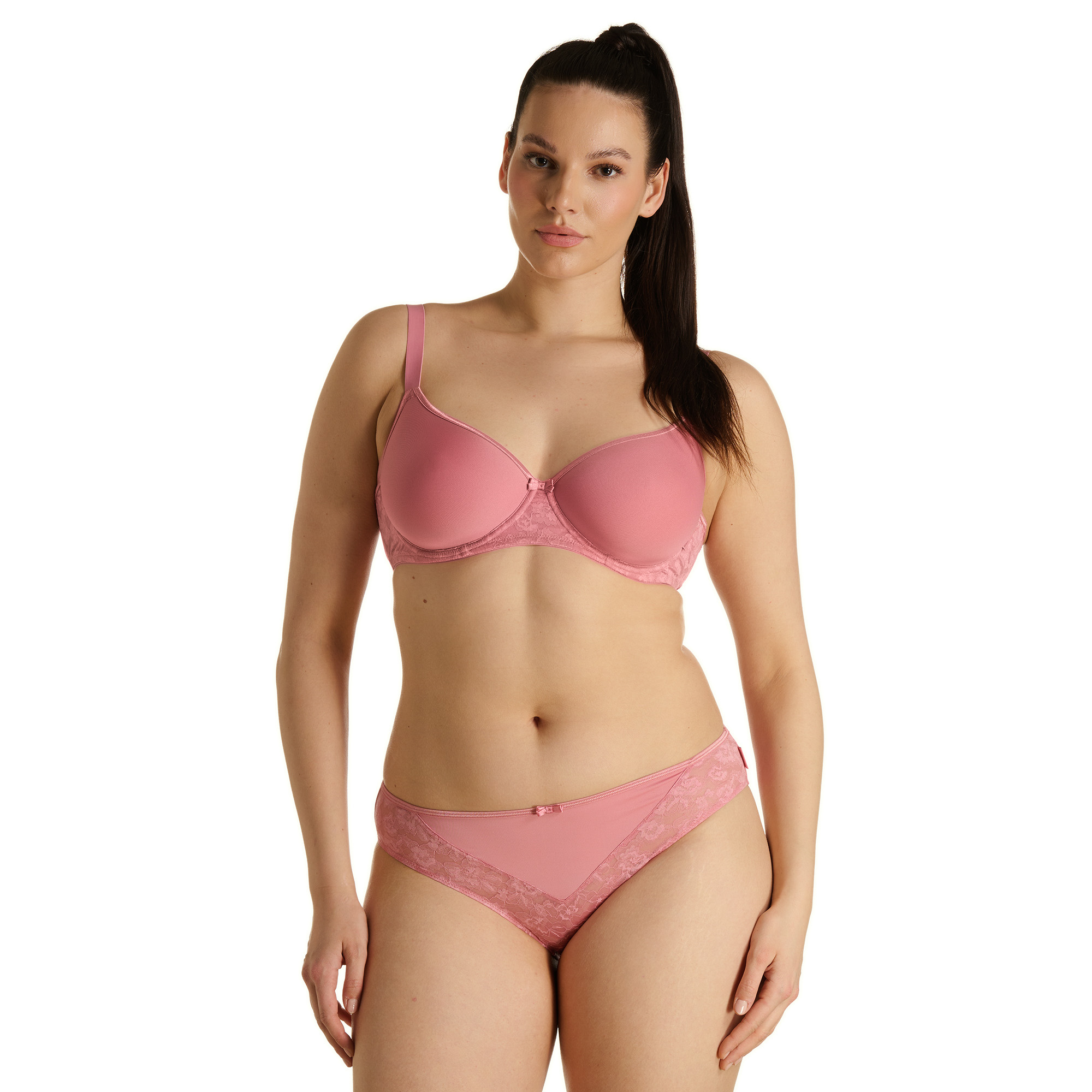 BH, Schale, Pastellrose, Spitzenband, Unterwäsche set