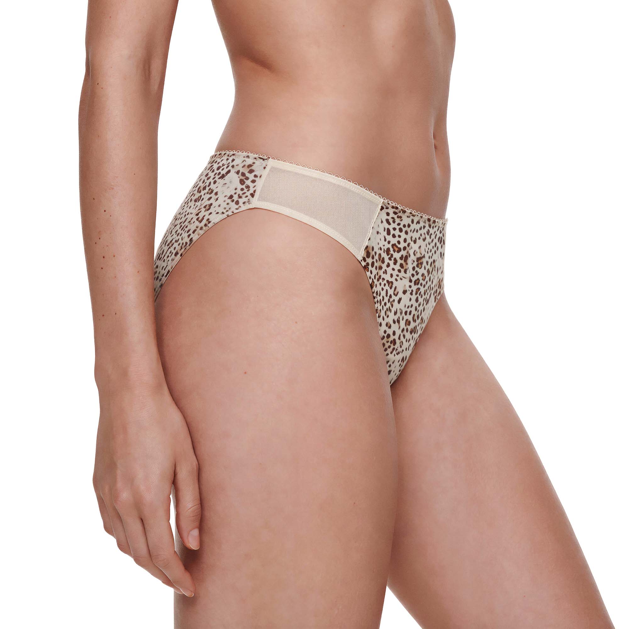 Unterwäsche, Höschen, Leopard Print, Mesh-Seitenteil, Beige
