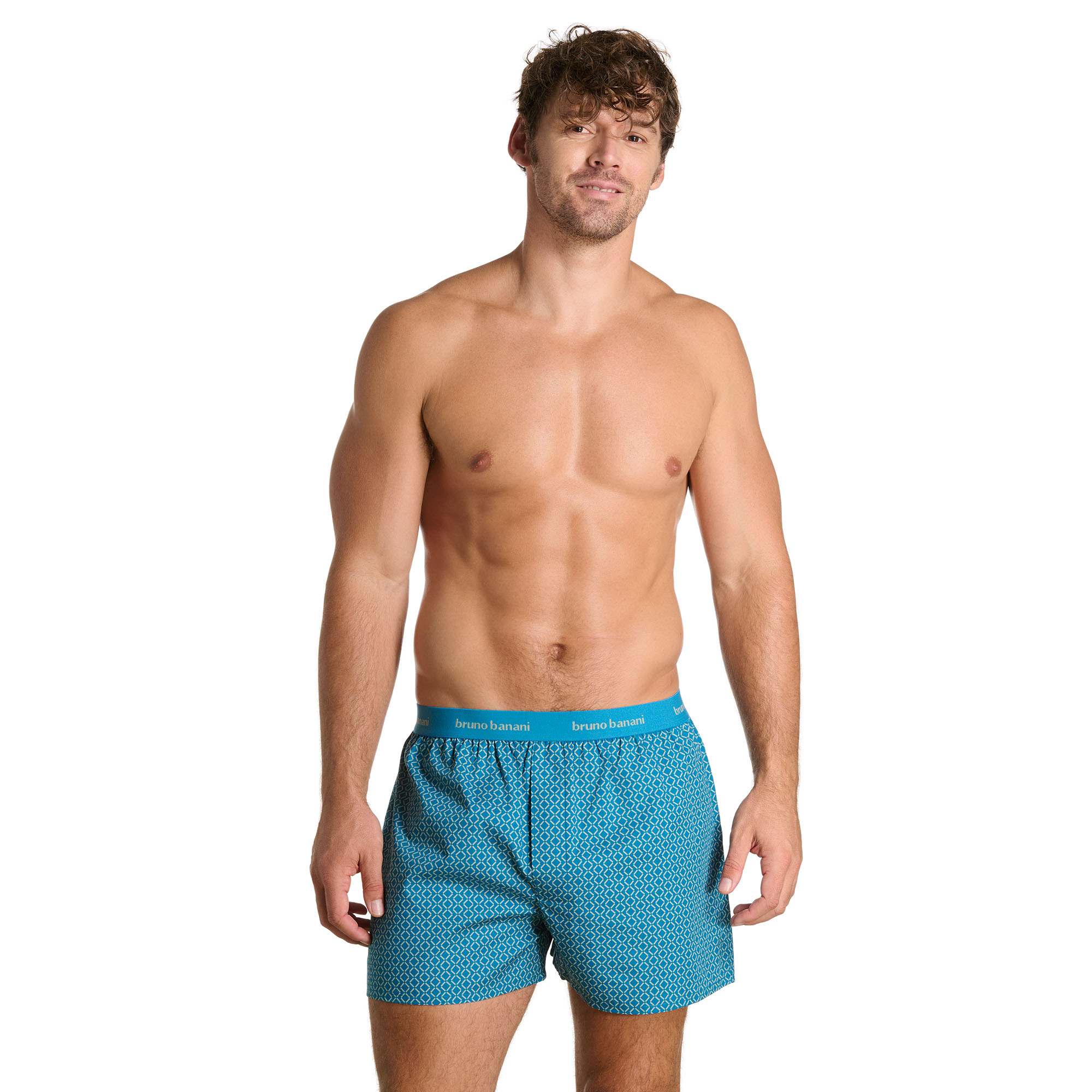 Boxer shorts, Herrenboxershorts, blaues Muster, Elastischer Bund, Logopr wie bruno banani