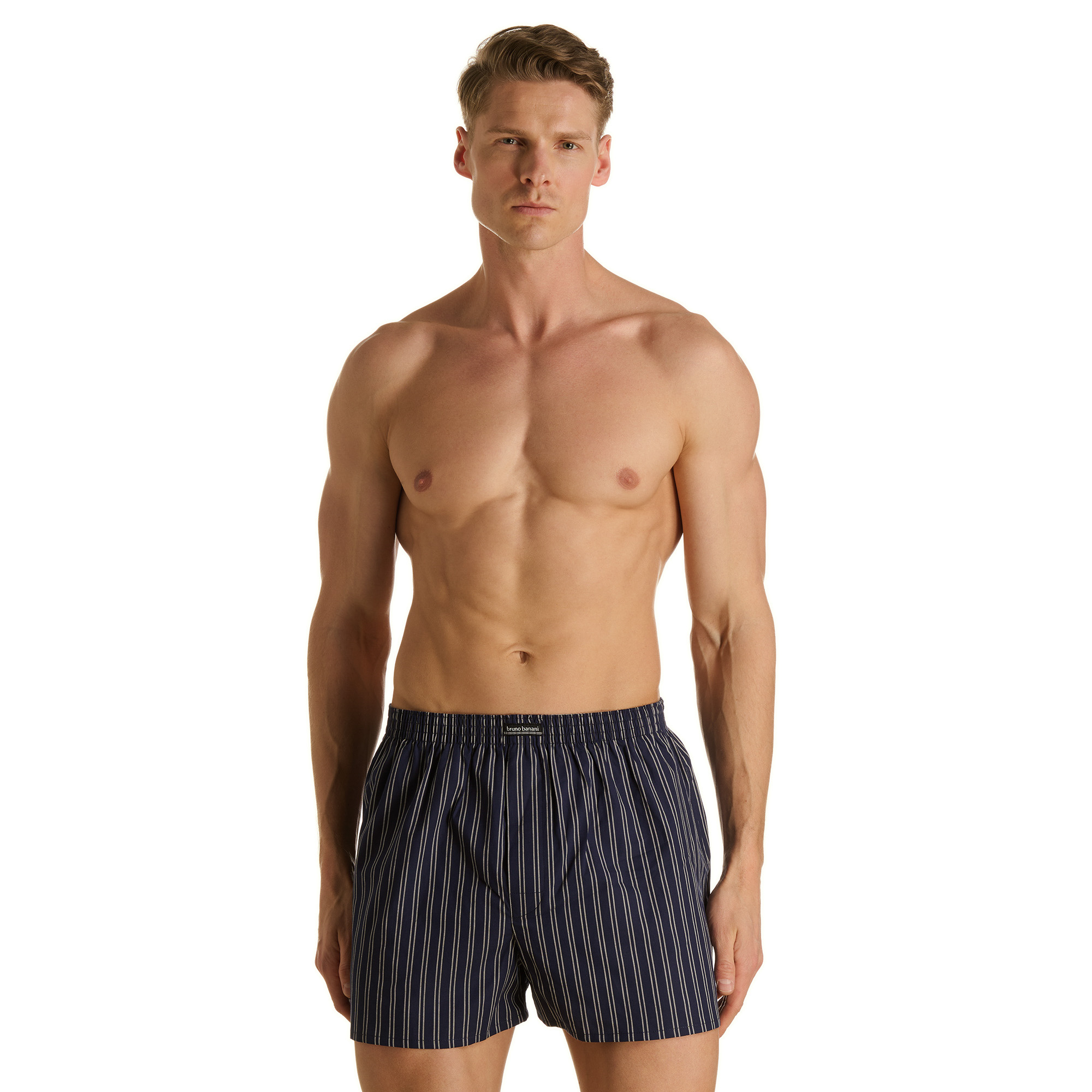 Torso, Männerunterhose, Boxershorts, Streifen, Marineblau-Weiß