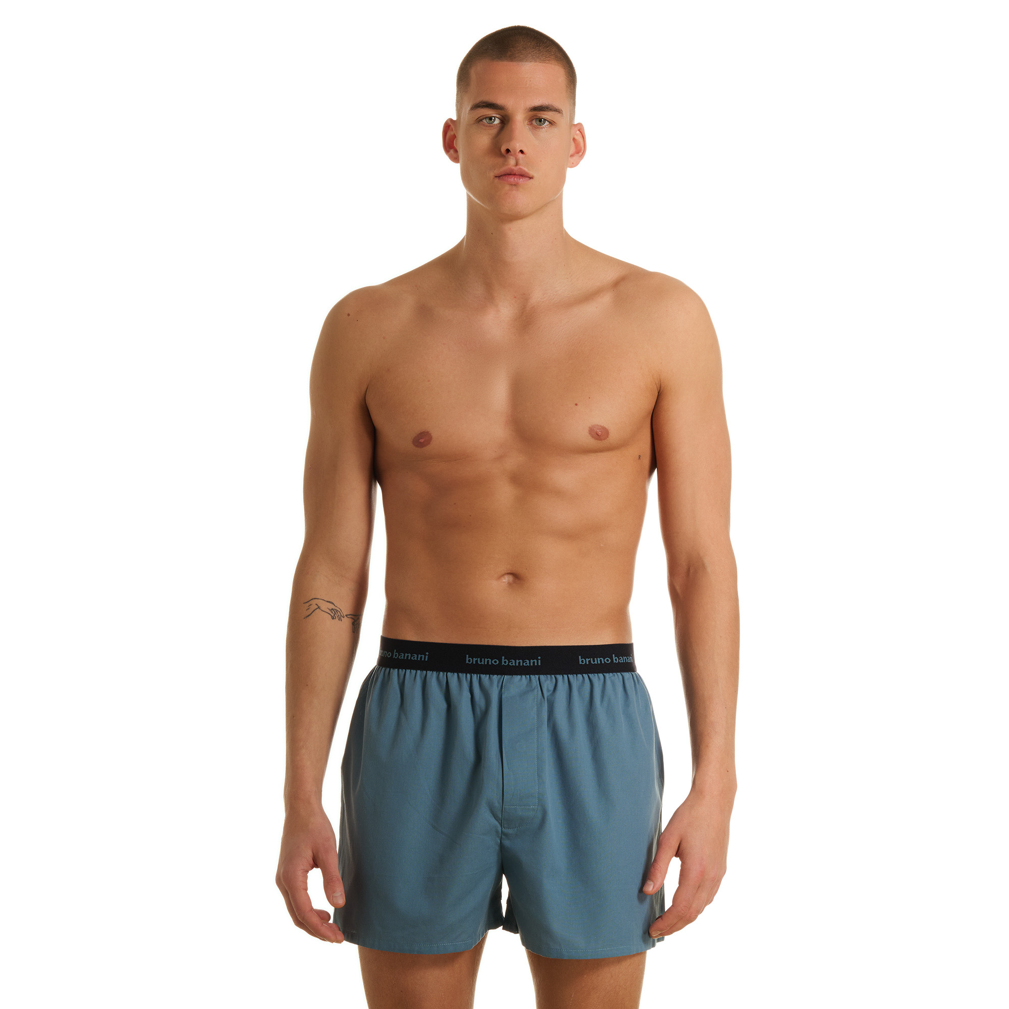 Boxershorts, Shorts, Gummibund, blau-grau, bruno banani Bund, Hose, Boxer, Shorts, Baumwolle?, Blaue Shorts
