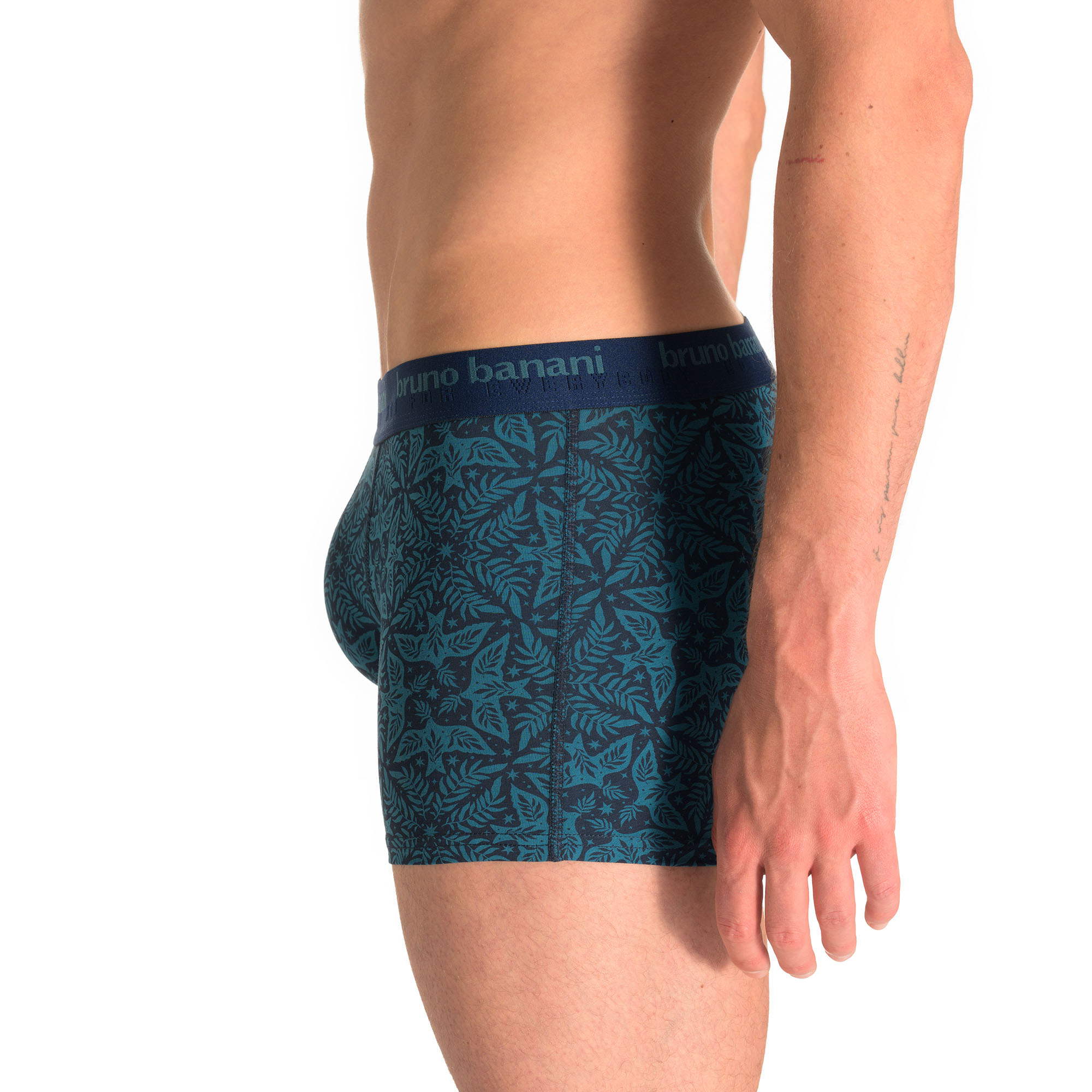 Boxershorts, Gemustert, Blätterdruck, Elastischer Bund, Mittellange