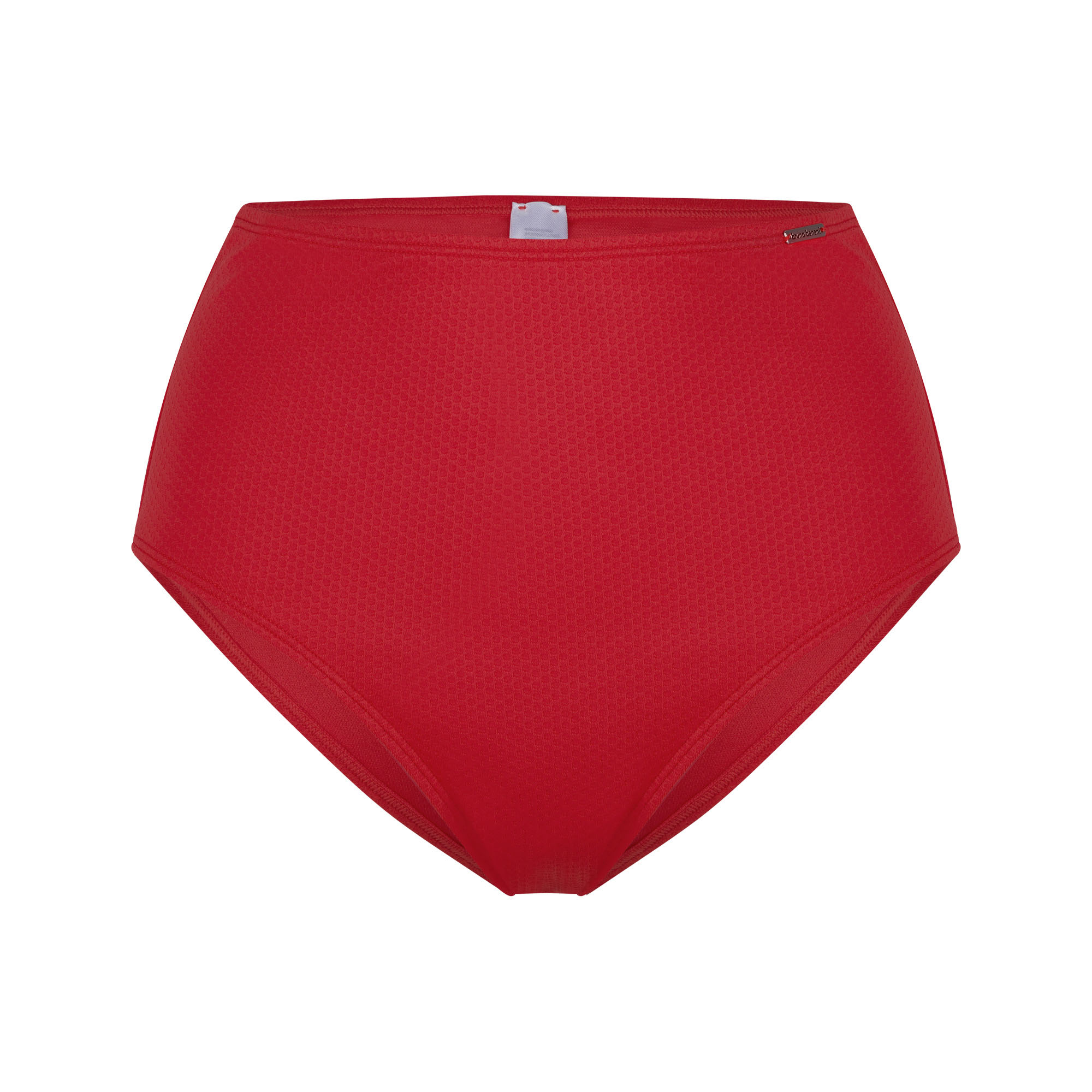 Bikini-Unterteil, Rot, High-Waist, Mesh-Textur, Hochhautbedeckend