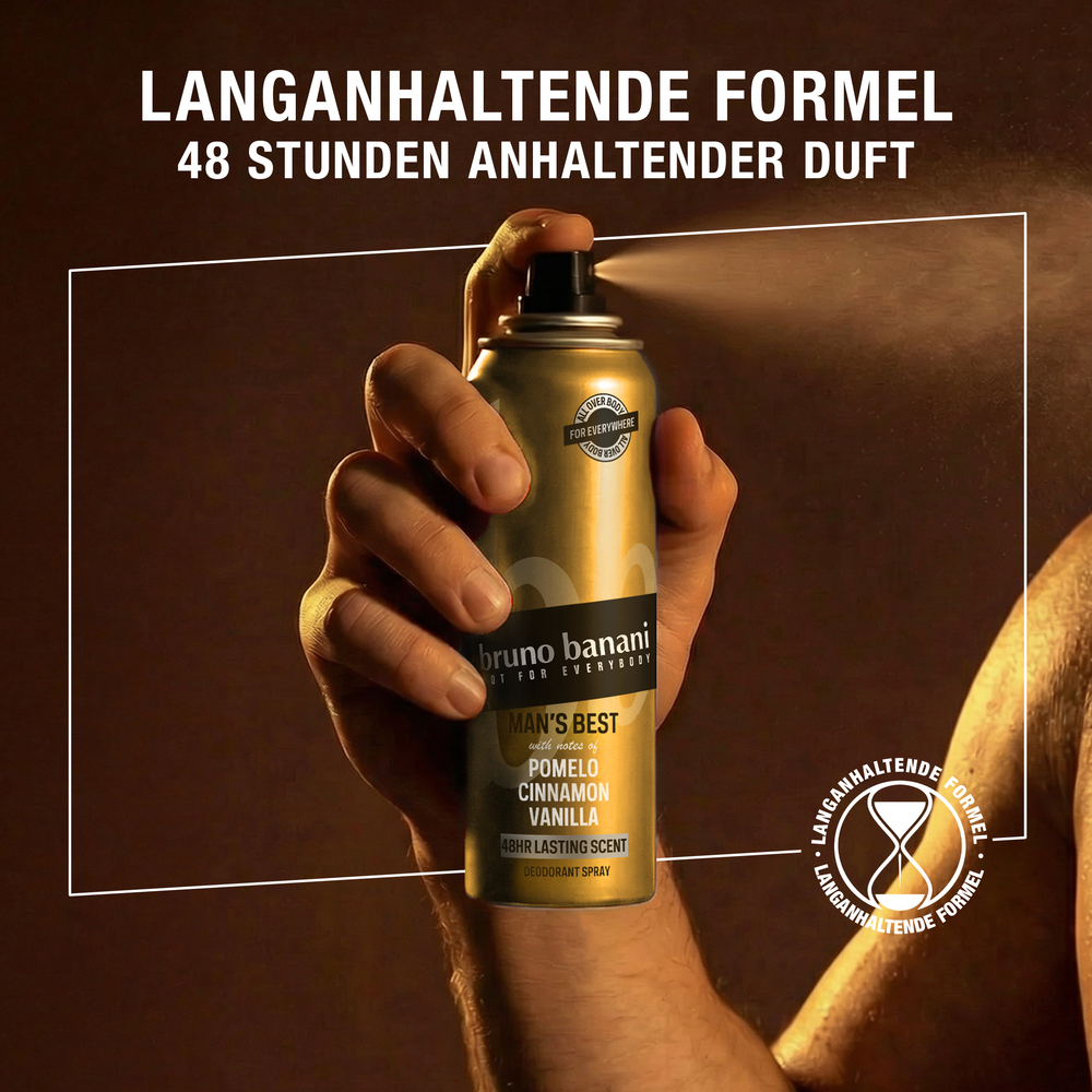 Deodorant, Spray, Gold can, Pomelo Cinnamon Vanilla, Lasting scent