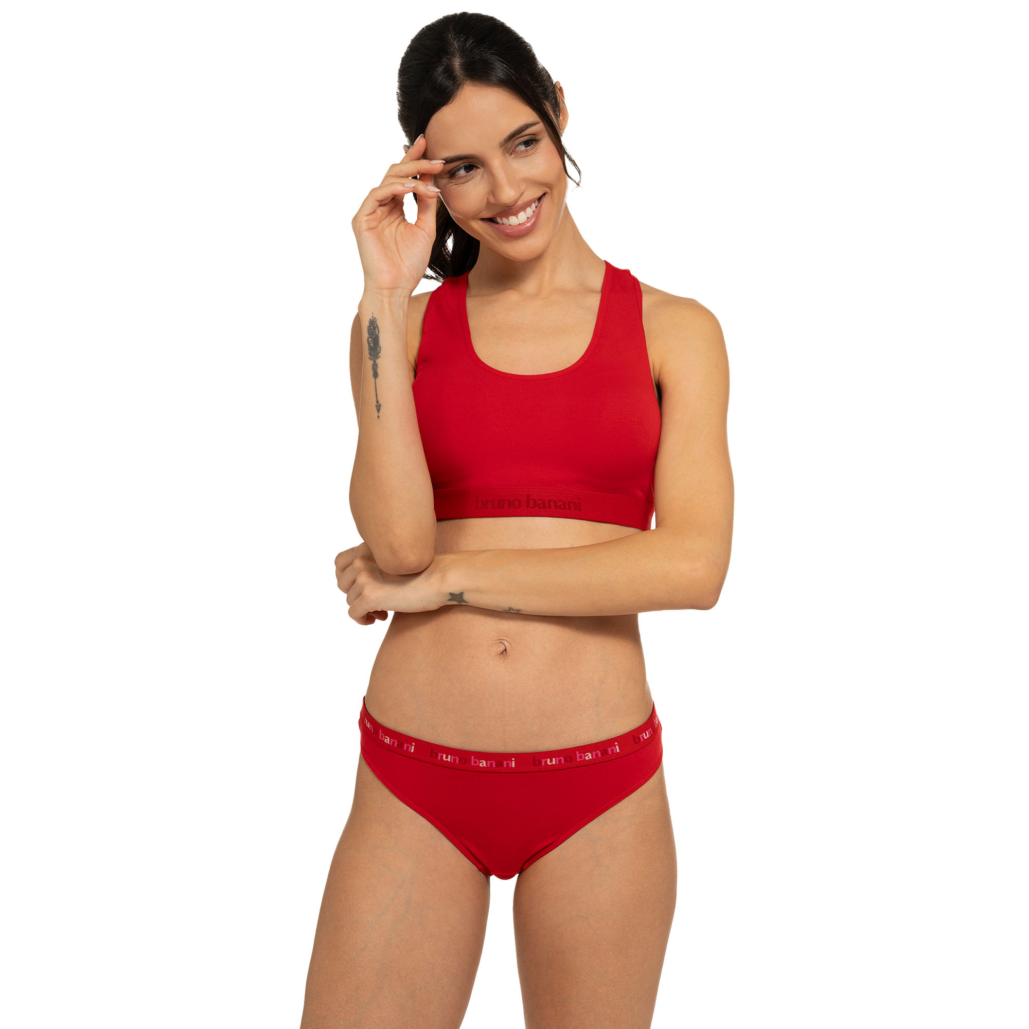 rot, sport-bikini, top, bikini-höschen, elastischer-bund