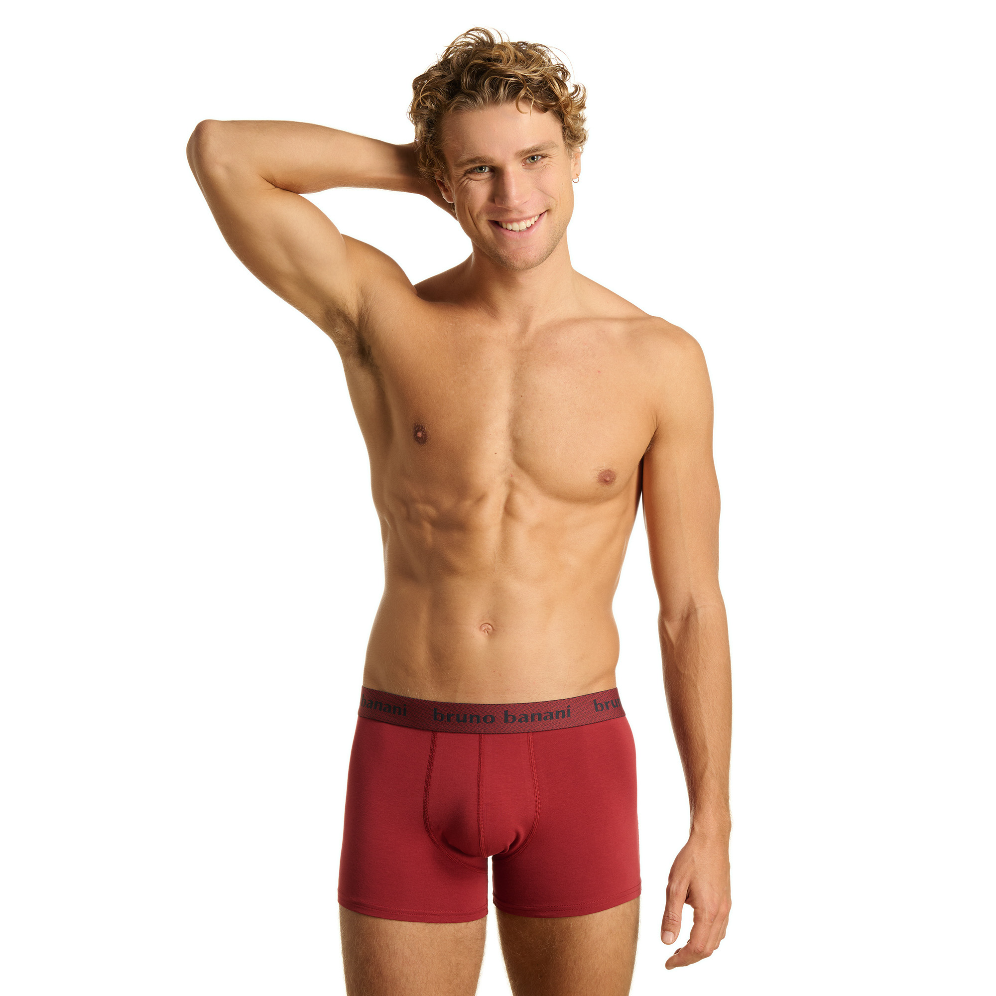 Unterwäsche, Boxer, Rot, Baumwolle, Markenlogo am Bund