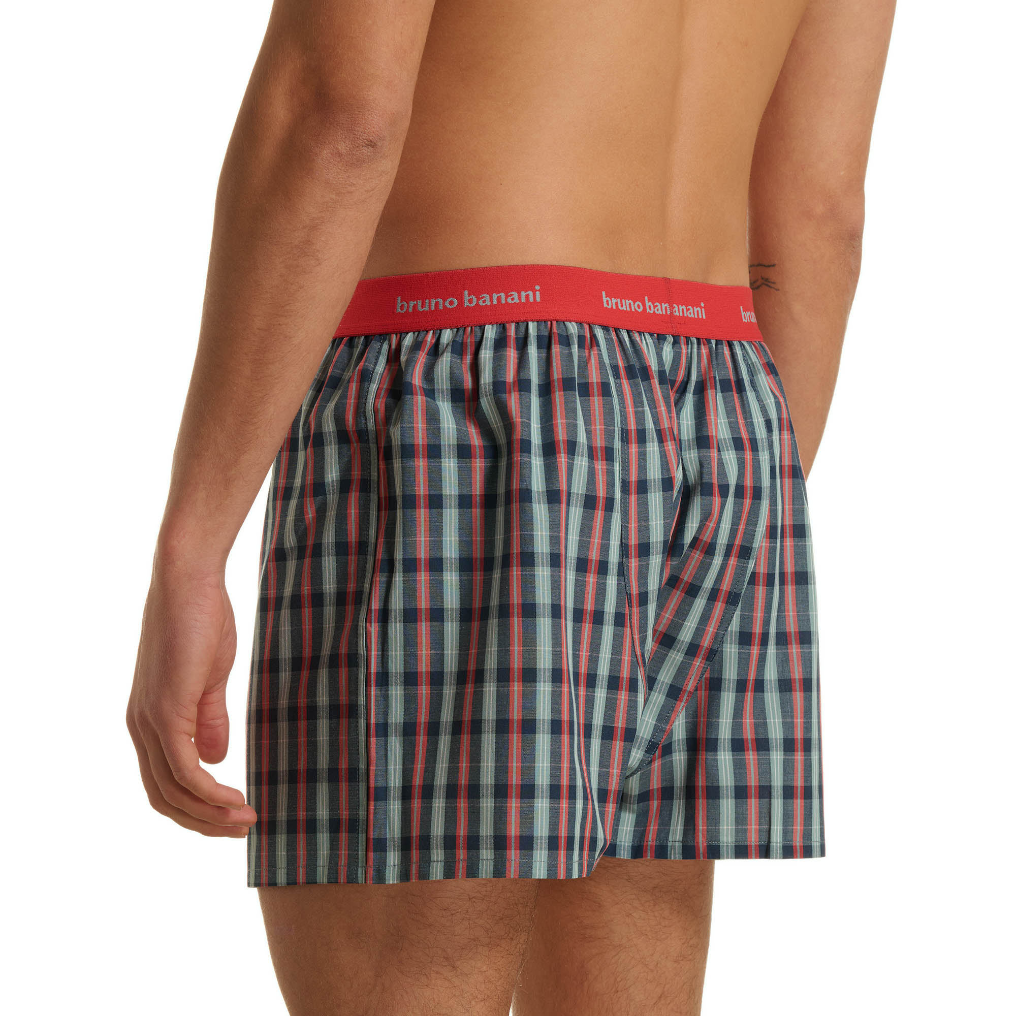 Boxer shorts, Karomuster, Rotes Bündchenband, Shorts, Leichtes Material