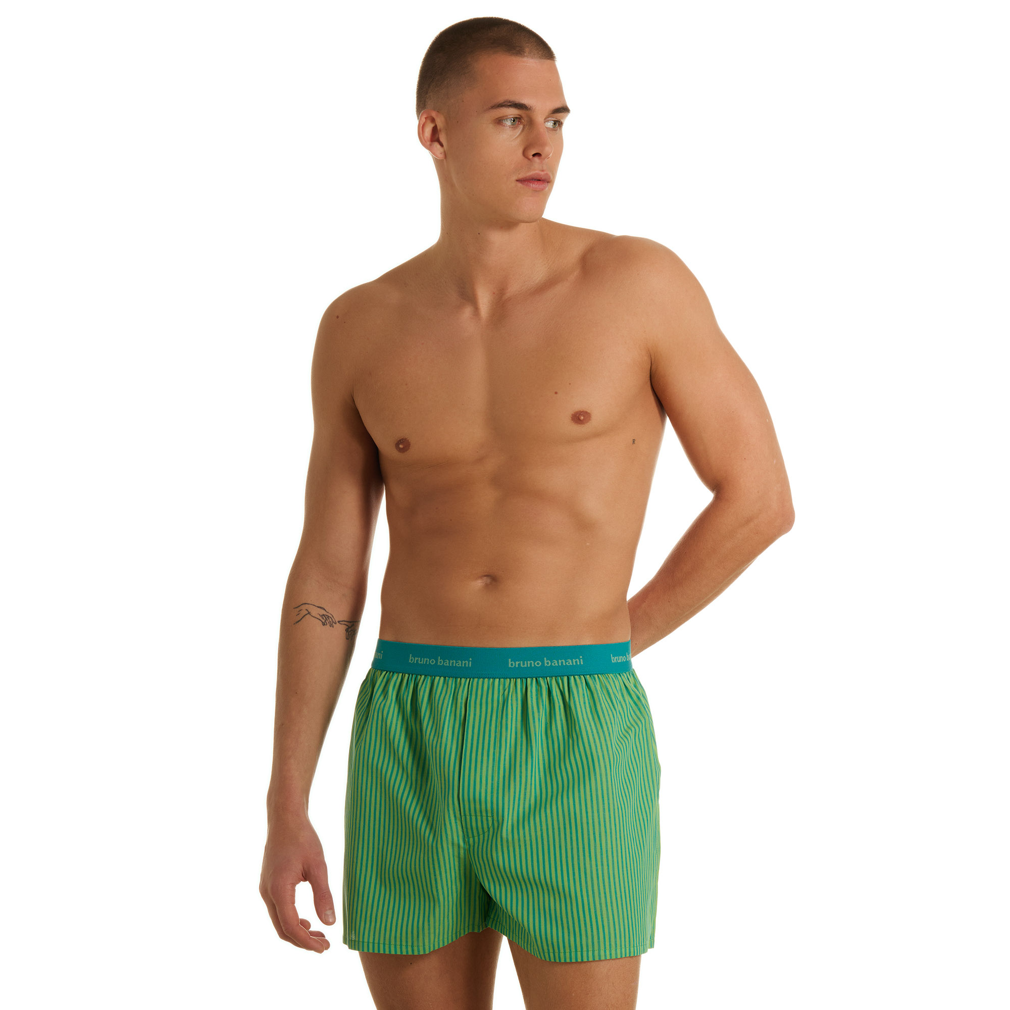boxer','shorts, green, striped, elastic-waistband