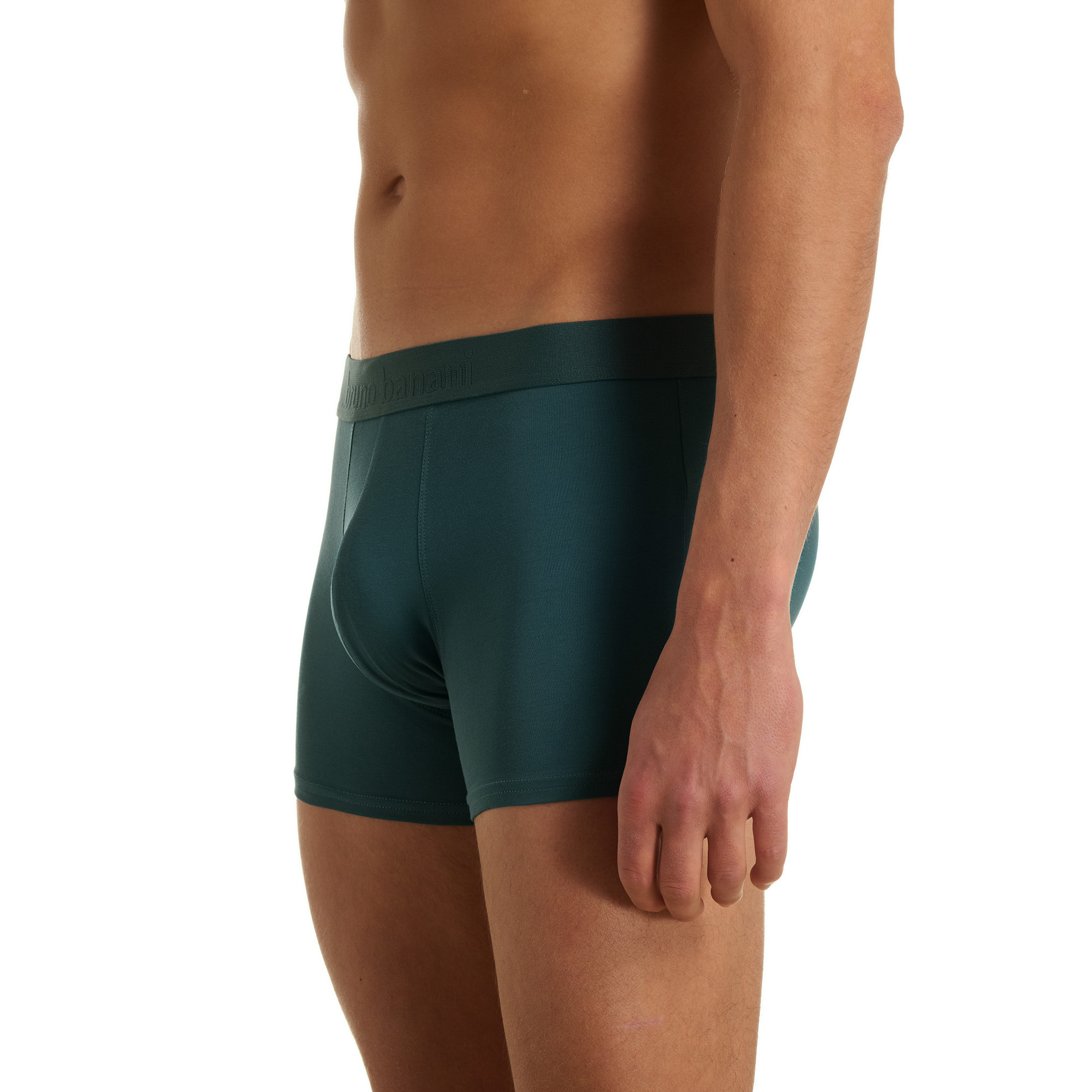 Herren-Boxershorts, Dunkelgrün, Elastischer Bund, Kurze Beine