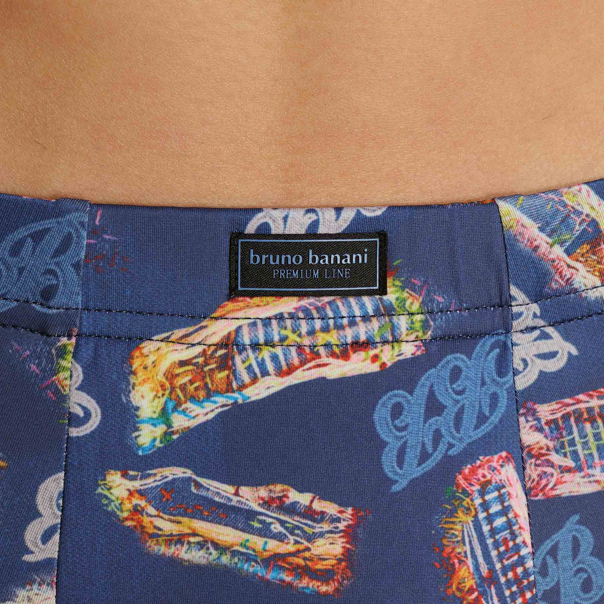 Hosenbund, Shorts, Blau, Print, Marke versteckt