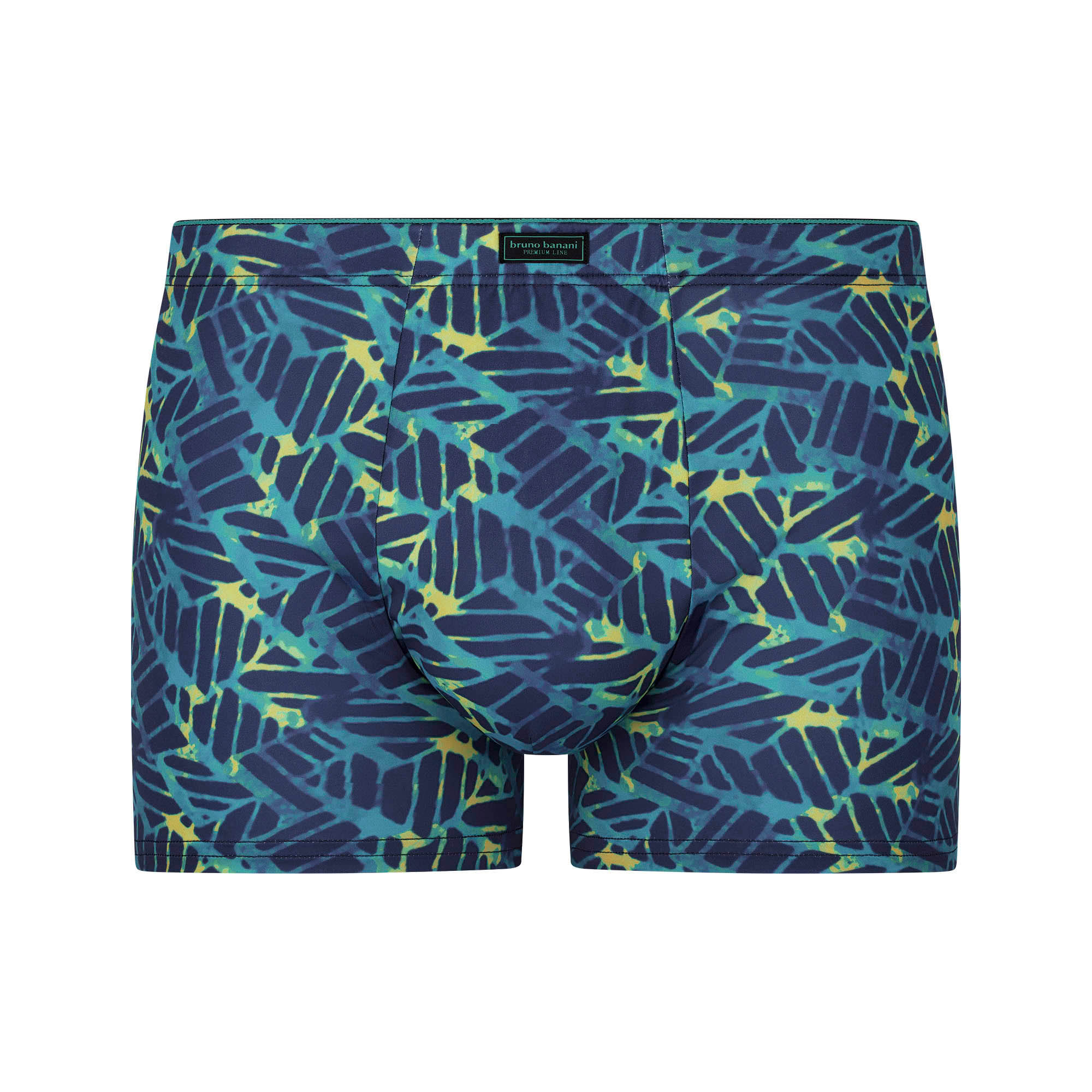 Herren-Boxershorts, Mikrofaser, Blau-grün, Blätterprint