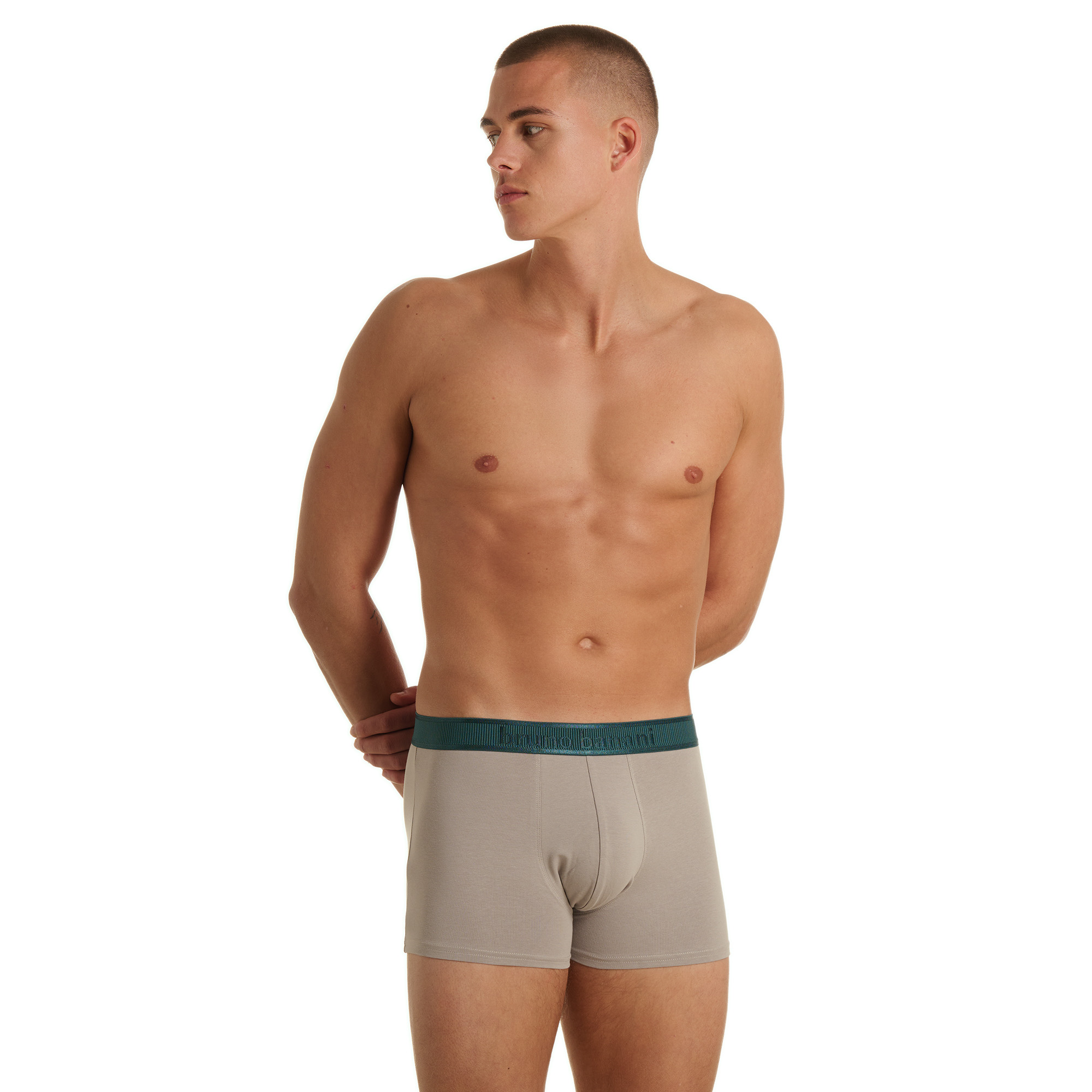 Herren-Boxershorts, Beige, Elastischer Bund, Kurzes Bein