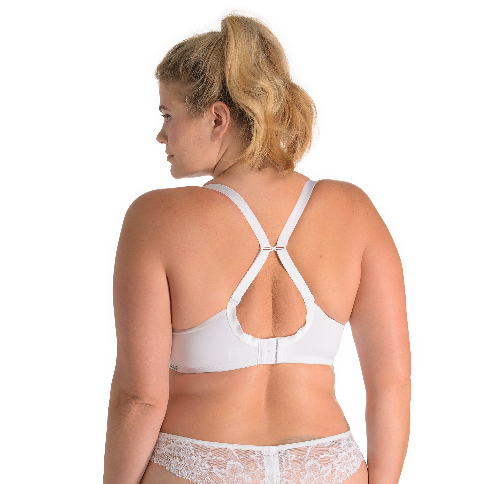 BH-Strap, Rückenansicht, Weißer BH, Bügel BH, Spitze Brief