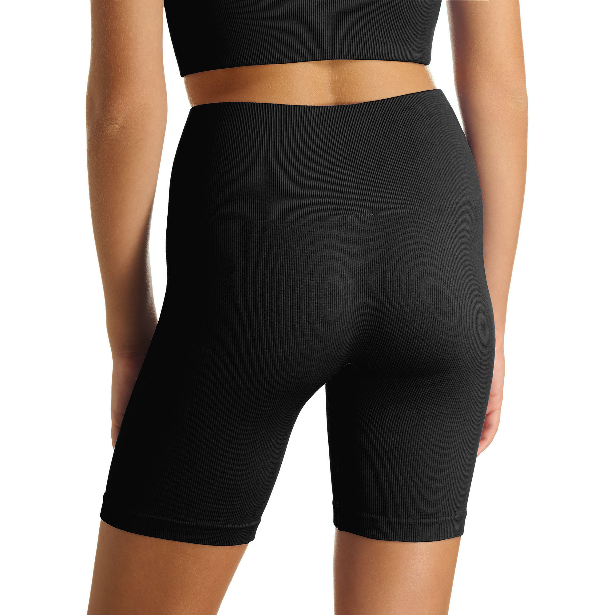 leggins, shorts, schwarz, ribbed, stretch