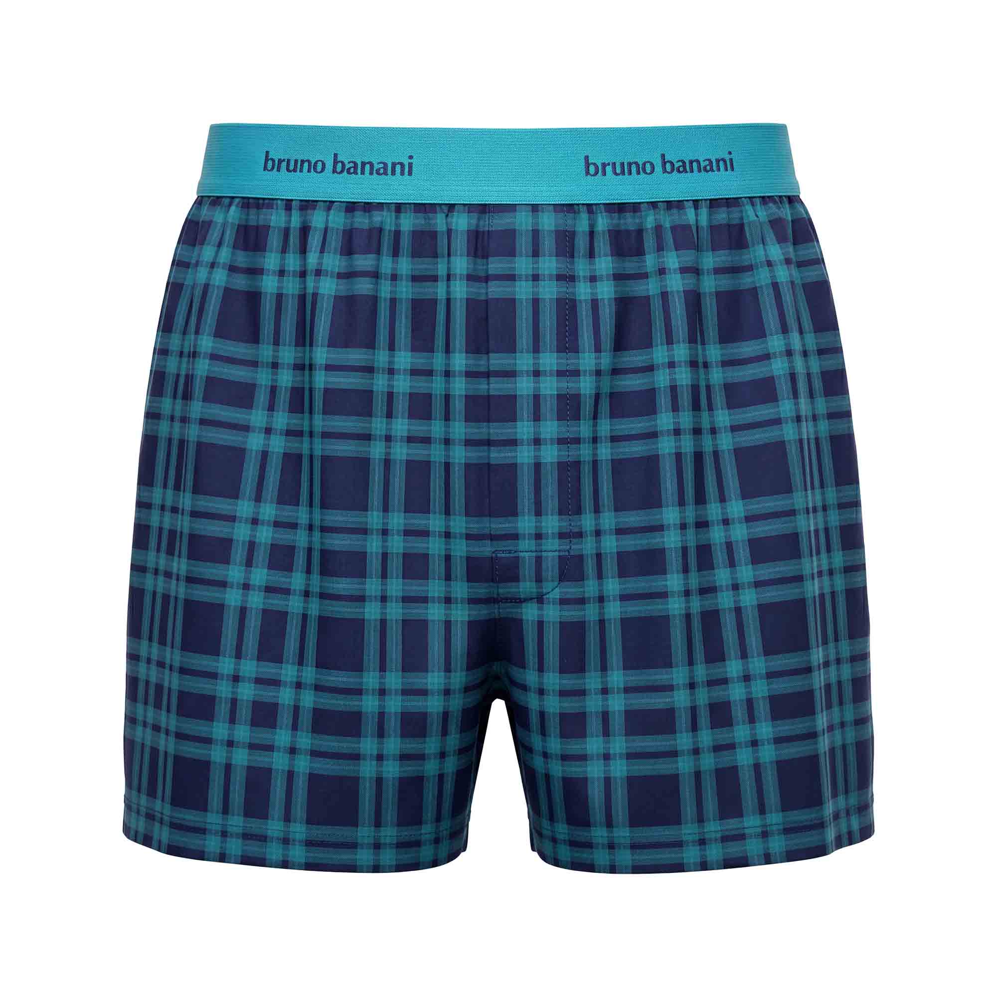 Herren-Boxershorts, Karomuster, Dunkelblau-türkis, Elastischer Bund
