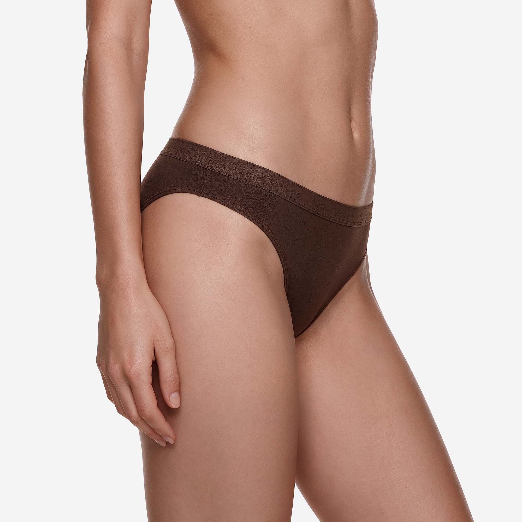 Damen-Slip, Braun, Niedrige Taille, Elastischer Bund