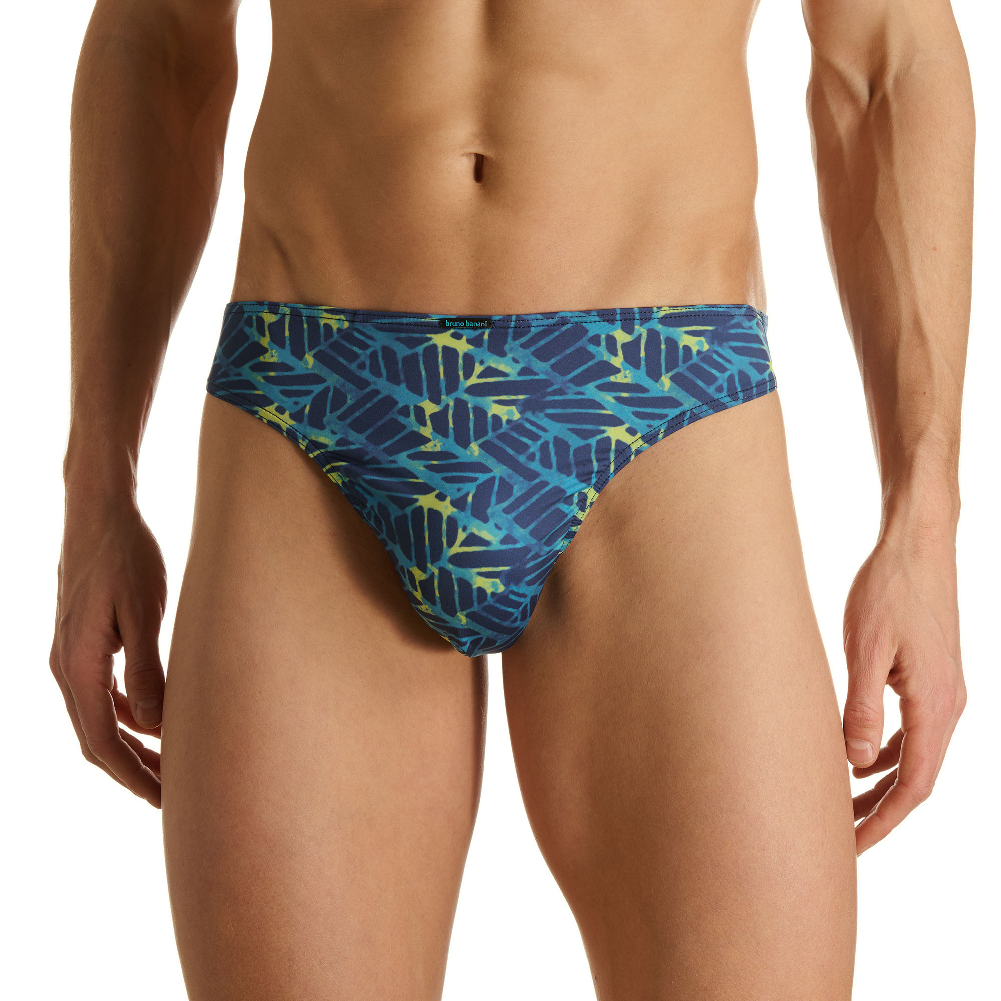 Herren-Slip, Badehose, Blau-grün, Grafisches Muster