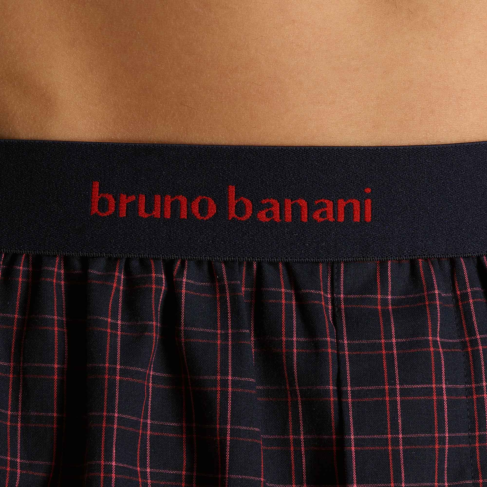 Boxershorts, Karomuster, Schwarz-Rot, Elastischer Bund, Webstoff