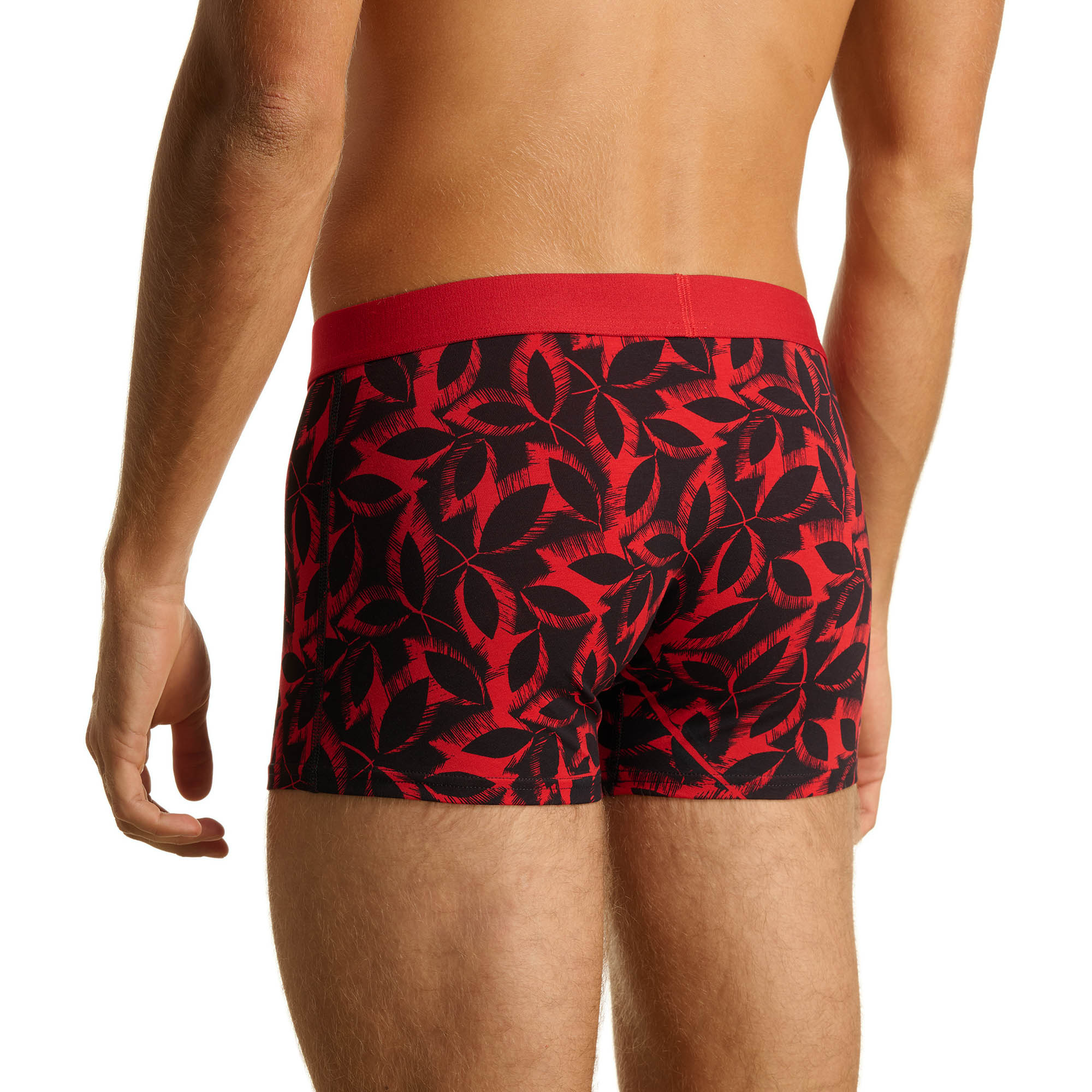 Hose, Boxershort, Lederoptik, Muster, Rot und Schwarz