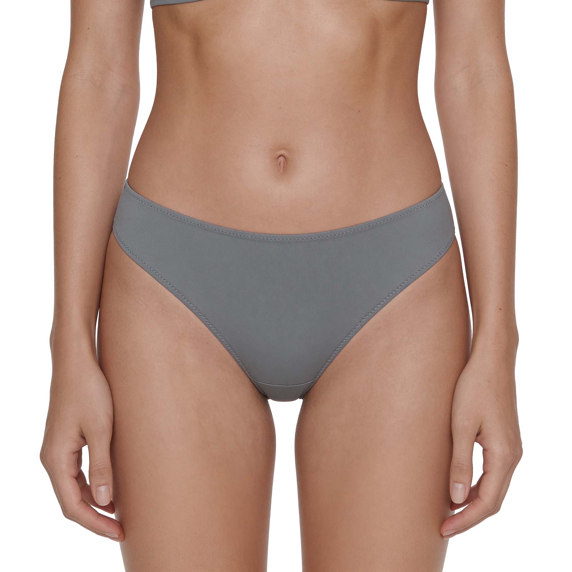 Bikini-Hose, mid Rise, einfarbig, schmaler Sitz, grau