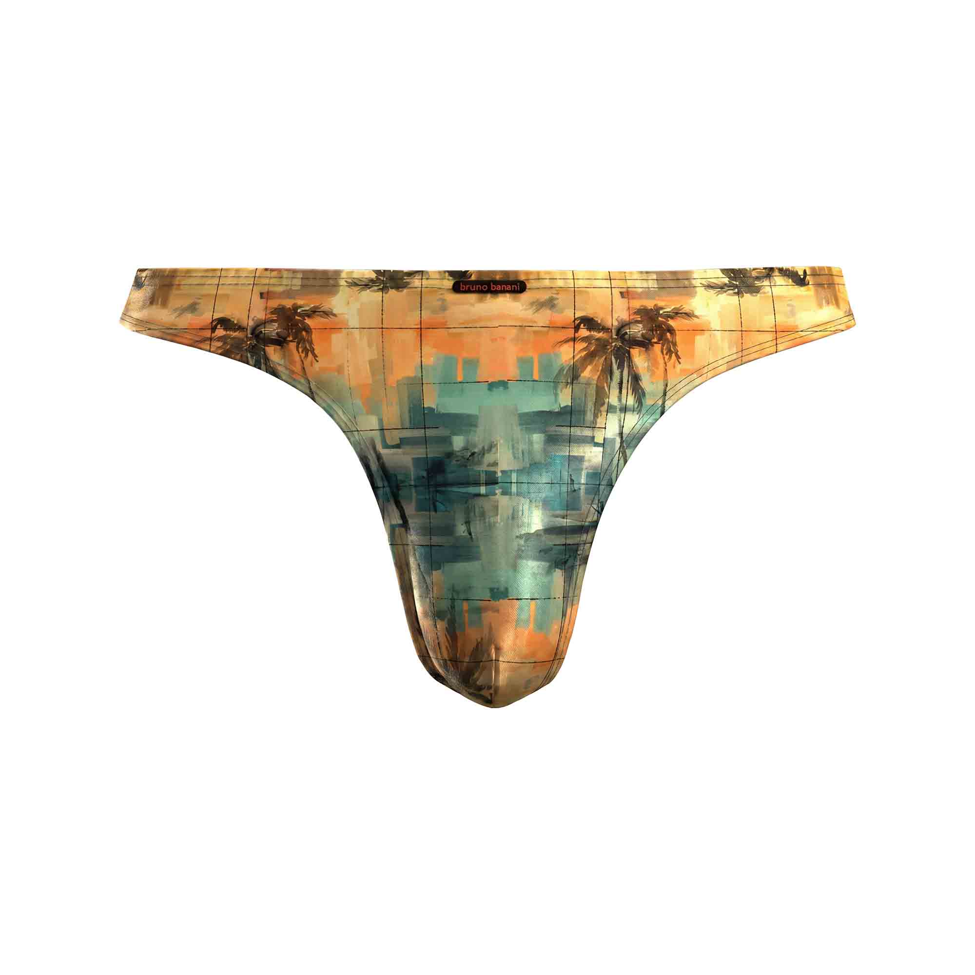 Herren-Tanga, Bunt, Palmenmuster, Abstraktes Muster, Stretchstoff
