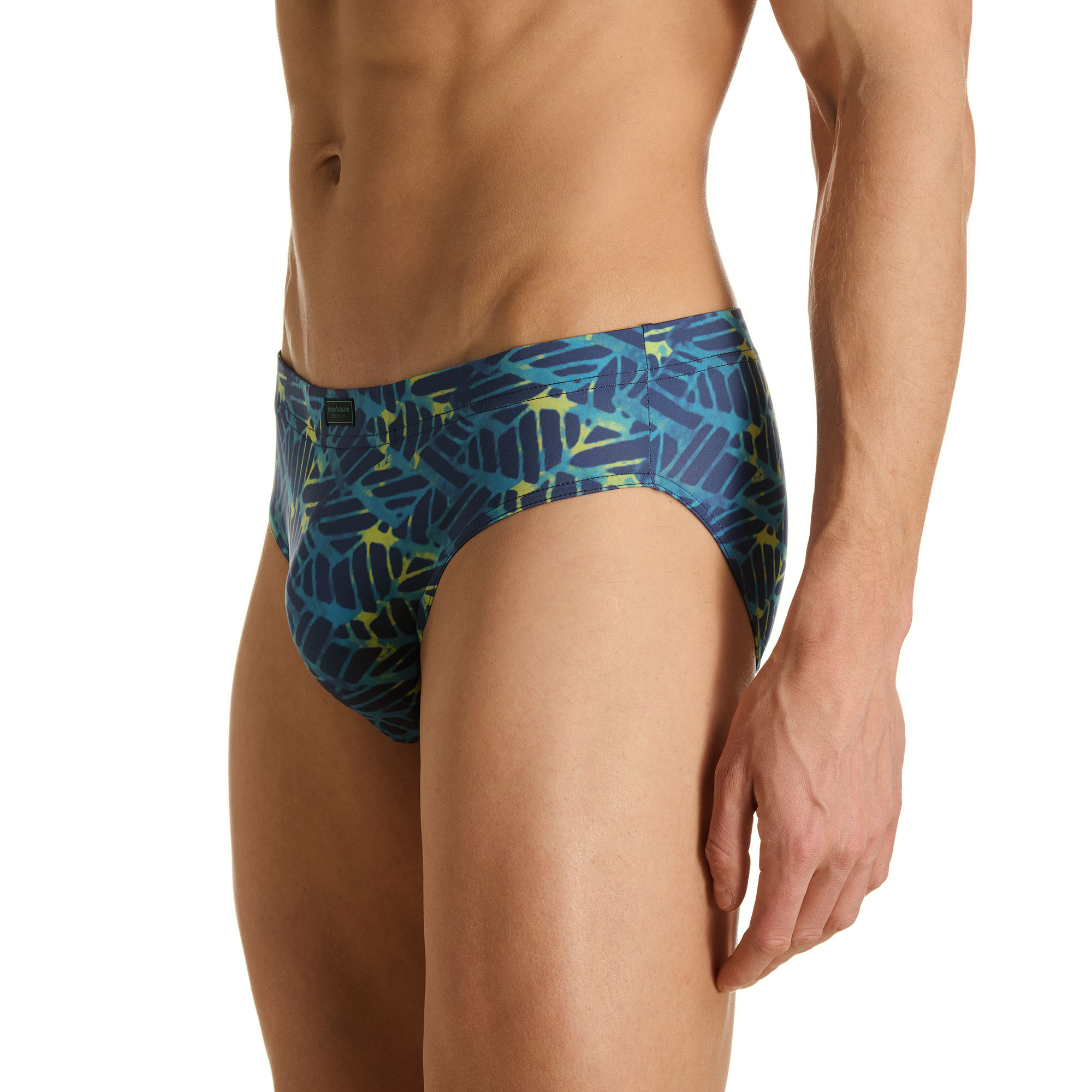 Herren-Slip, Badehose, Bunter Print, Blau-grün, Elastischer Bund