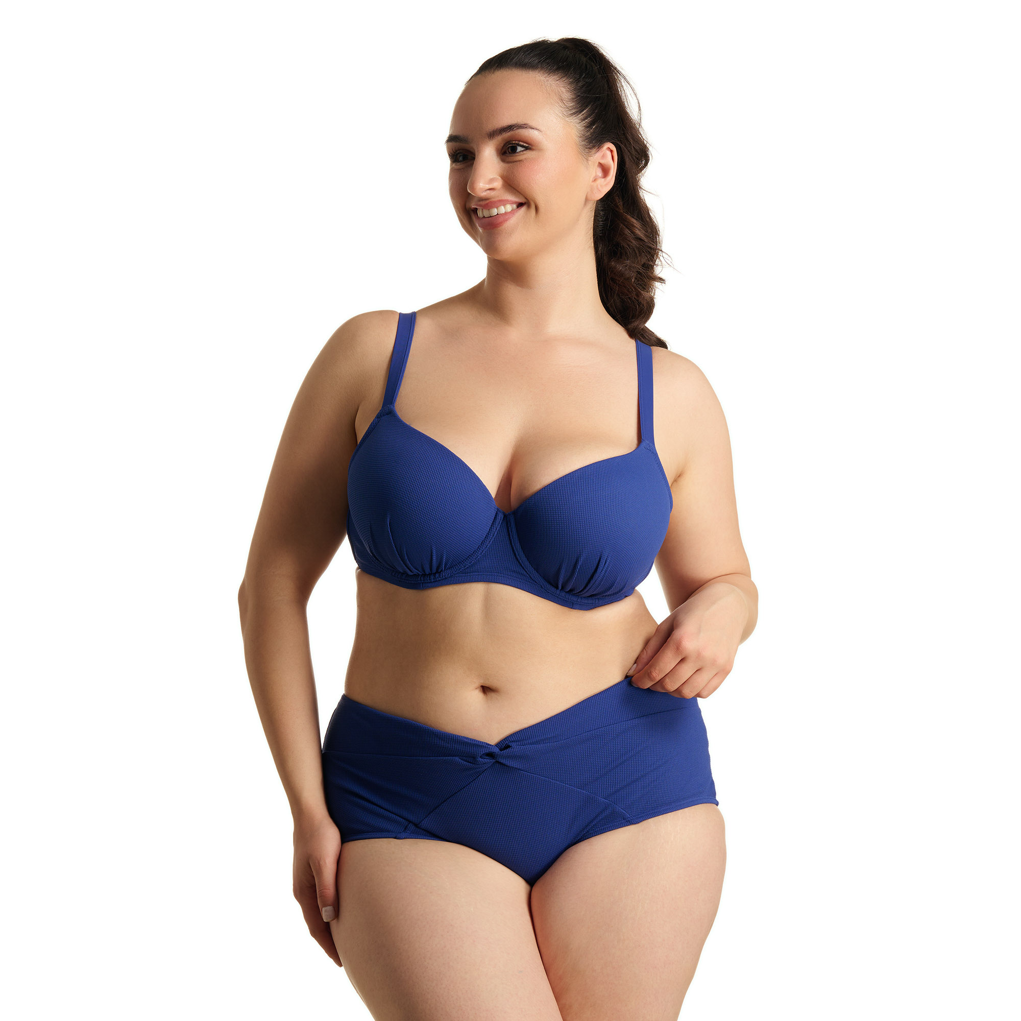 bikini, traje de baño?, azul, dos piezas, copas moldeadas