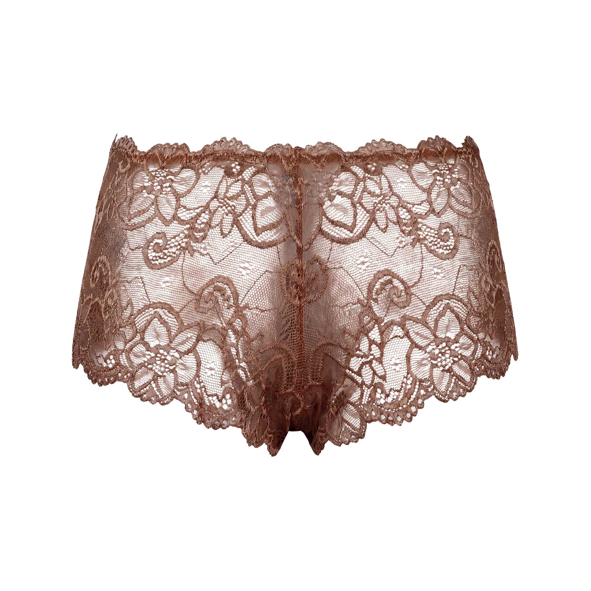 Hauchspitze, Unterwäsche, Slip, Rosenfarbe, Blumenmuster