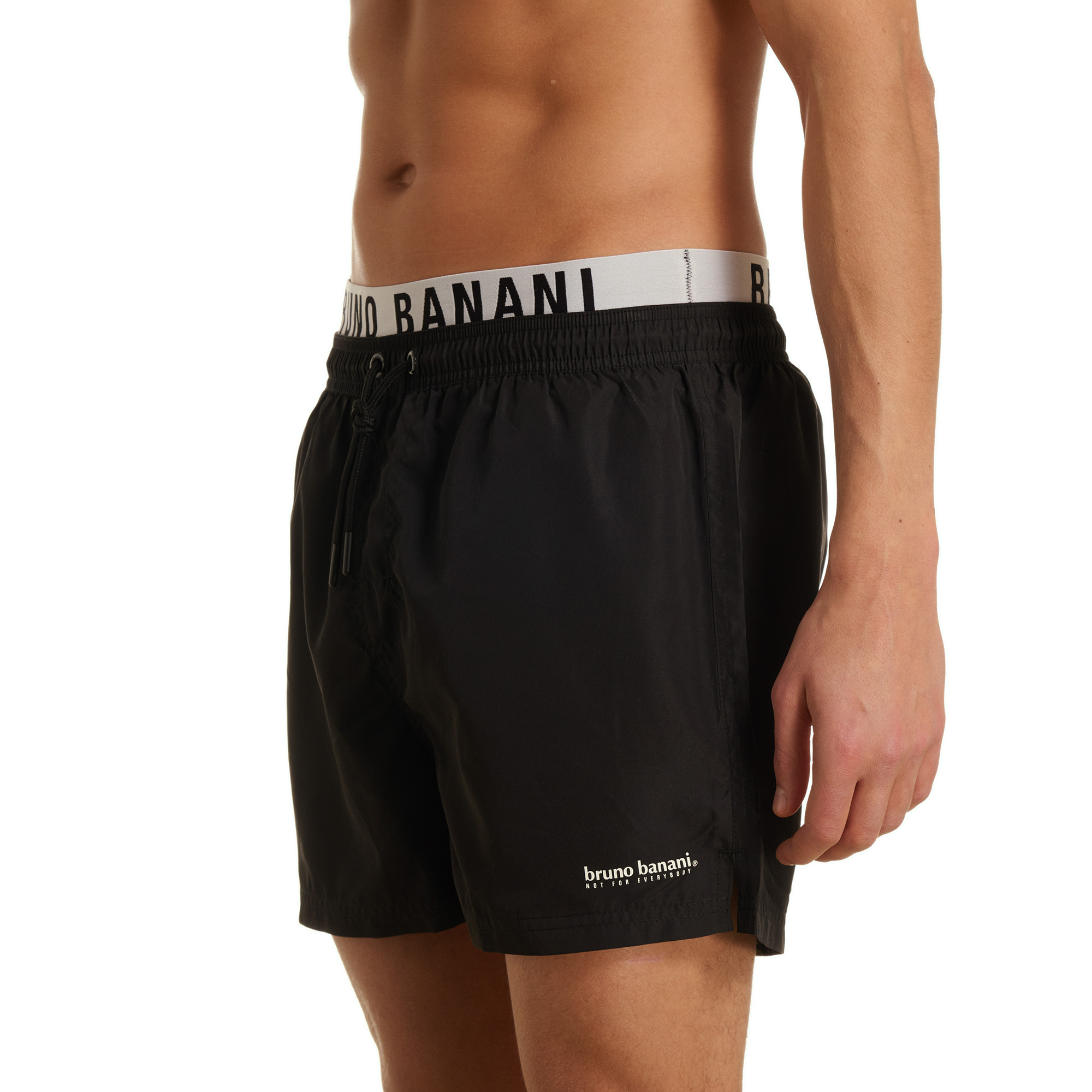 kurze Hose, Badeshorts, schwarz, elastischer Bund, Kordelzug