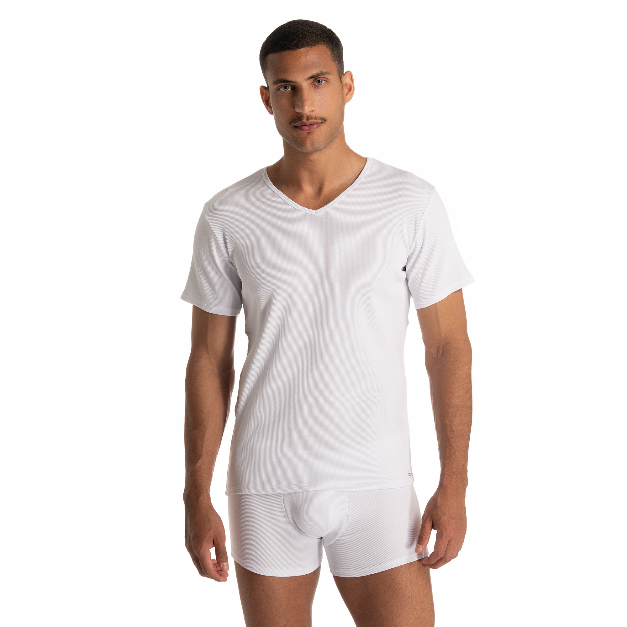 V-Shirt Fine Rib T-shirt, Unterhemd, Erwachsener, Mann, Person