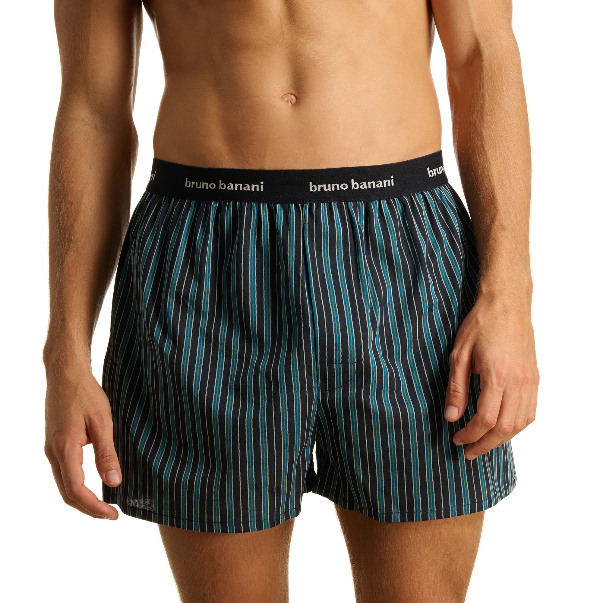 Boxerhosen, Gestreiftes Muster, Mitternachtsblau, Elastischer Bund, Bruno Banani