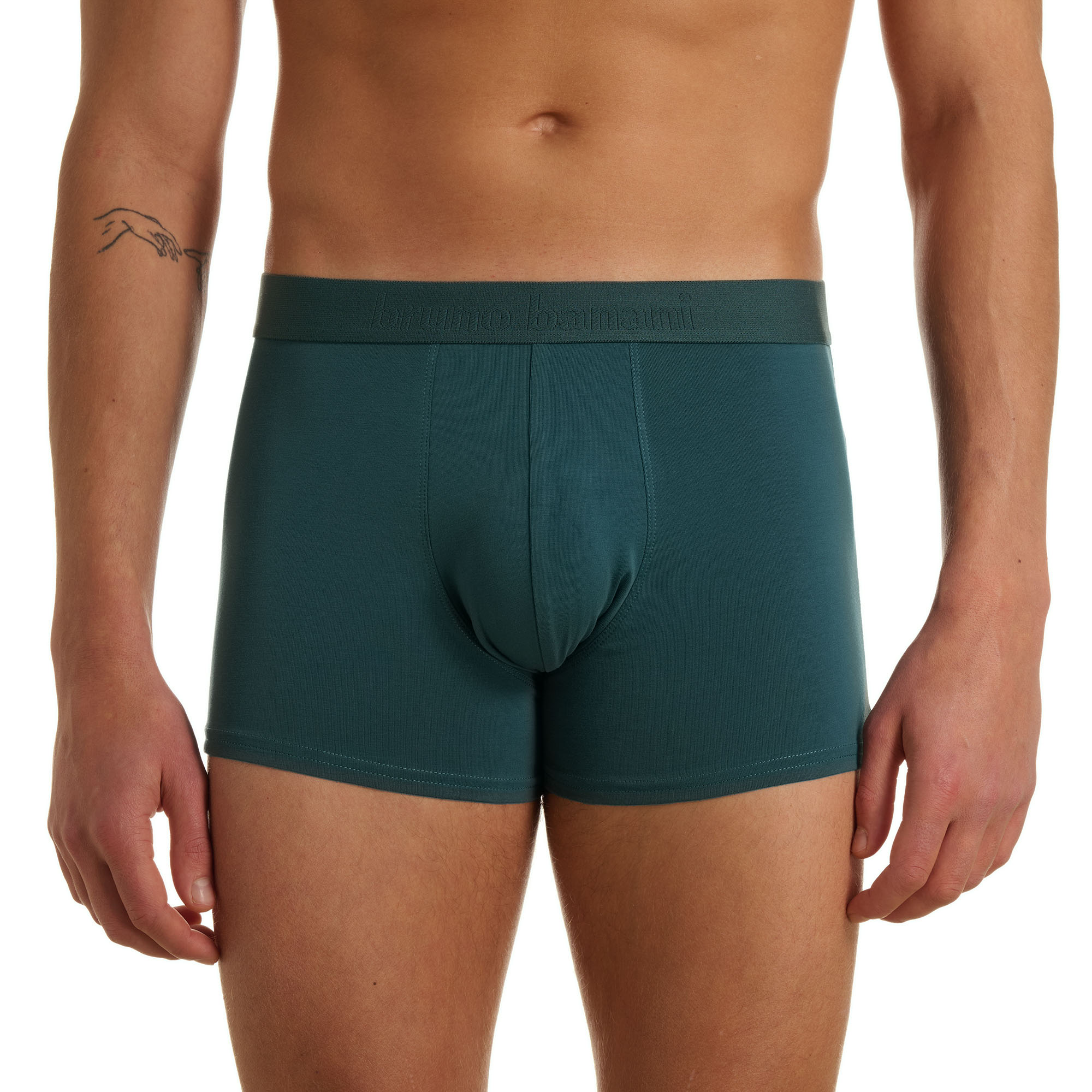Herren-Boxershorts, Dunkelgrün, Elastischer Bund, Einfarbig