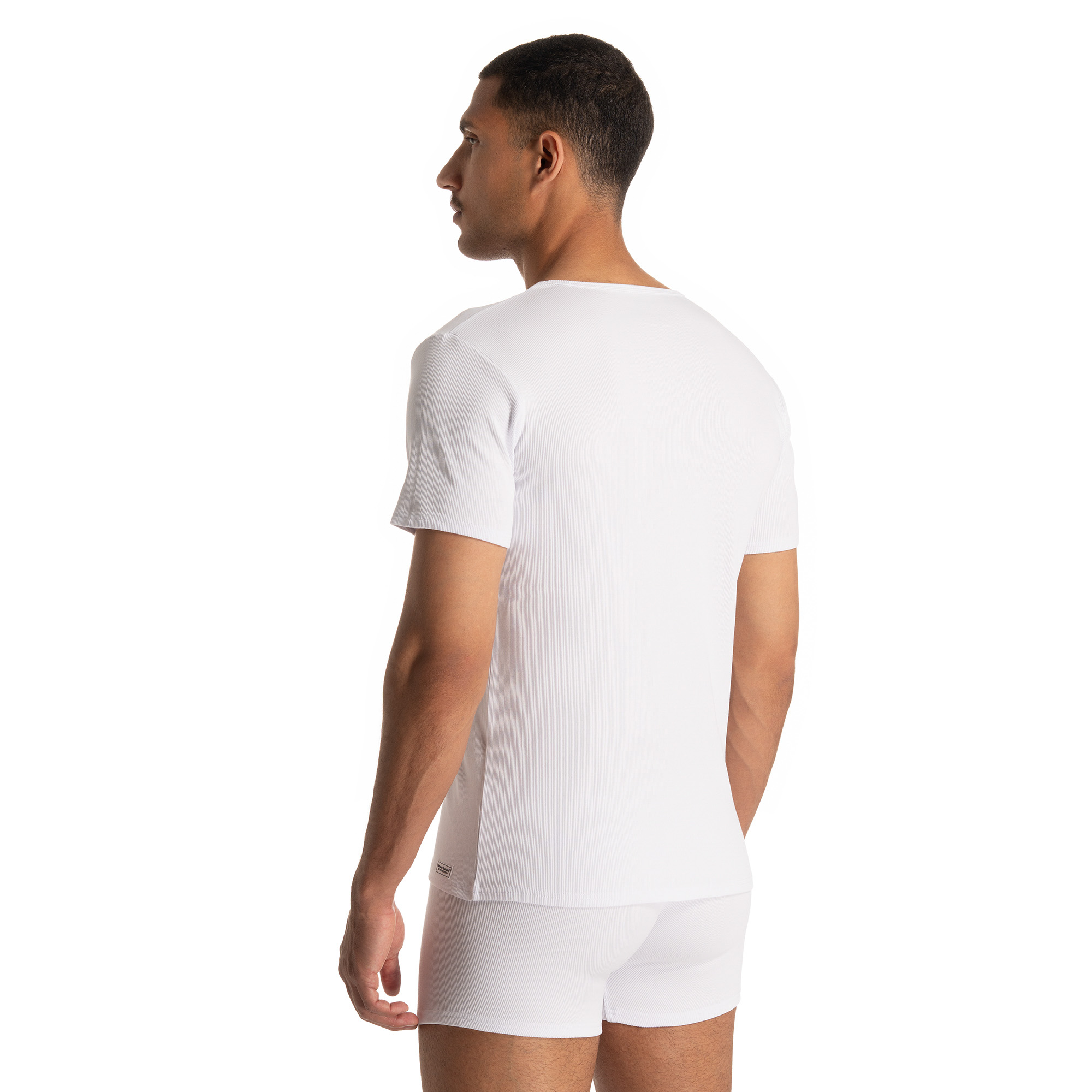 V-Shirt Fine Rib T-shirt, Erwachsener, Männlich, Mann, Person