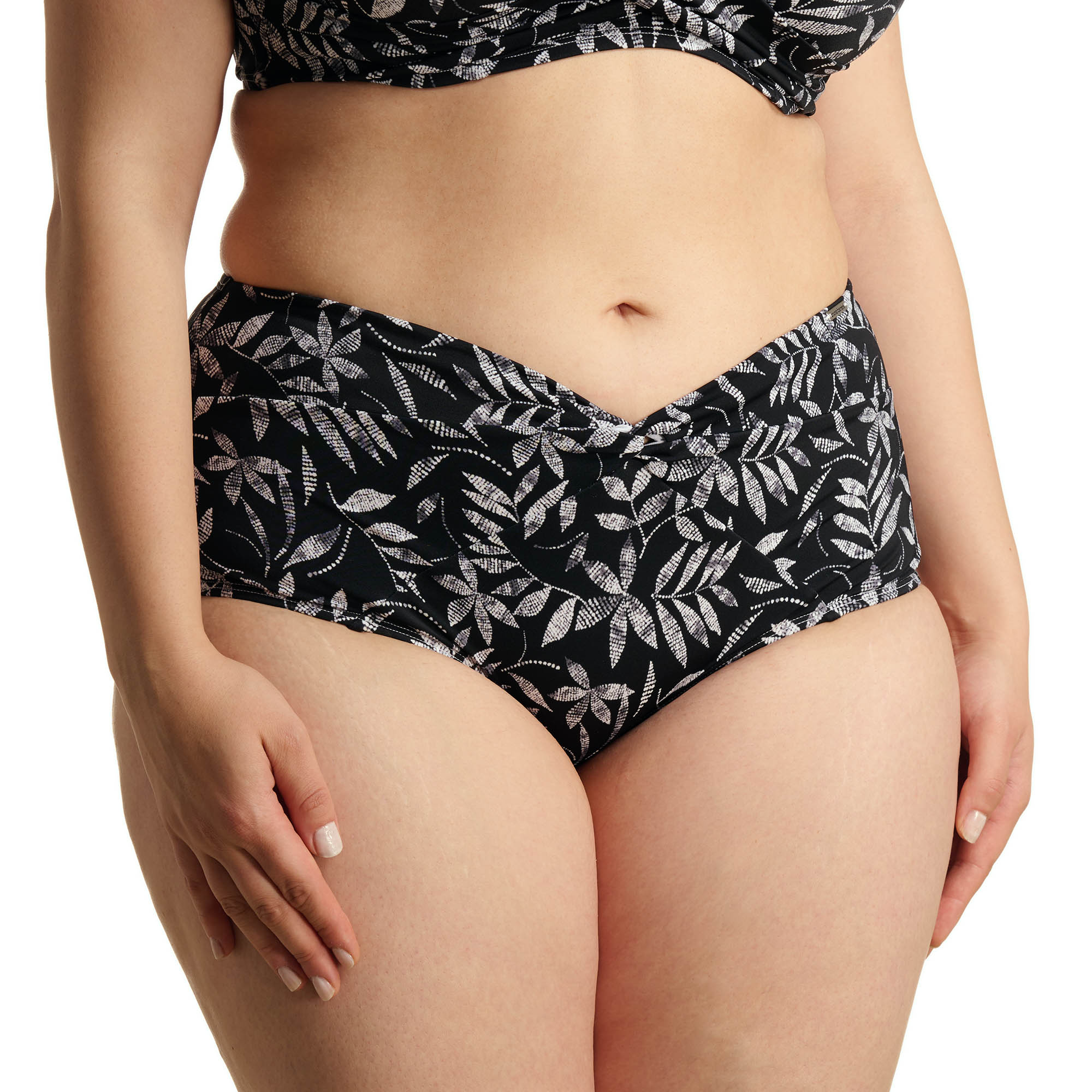 Bikinihose, Bademode, Druck, Blätterprint, High-Waist