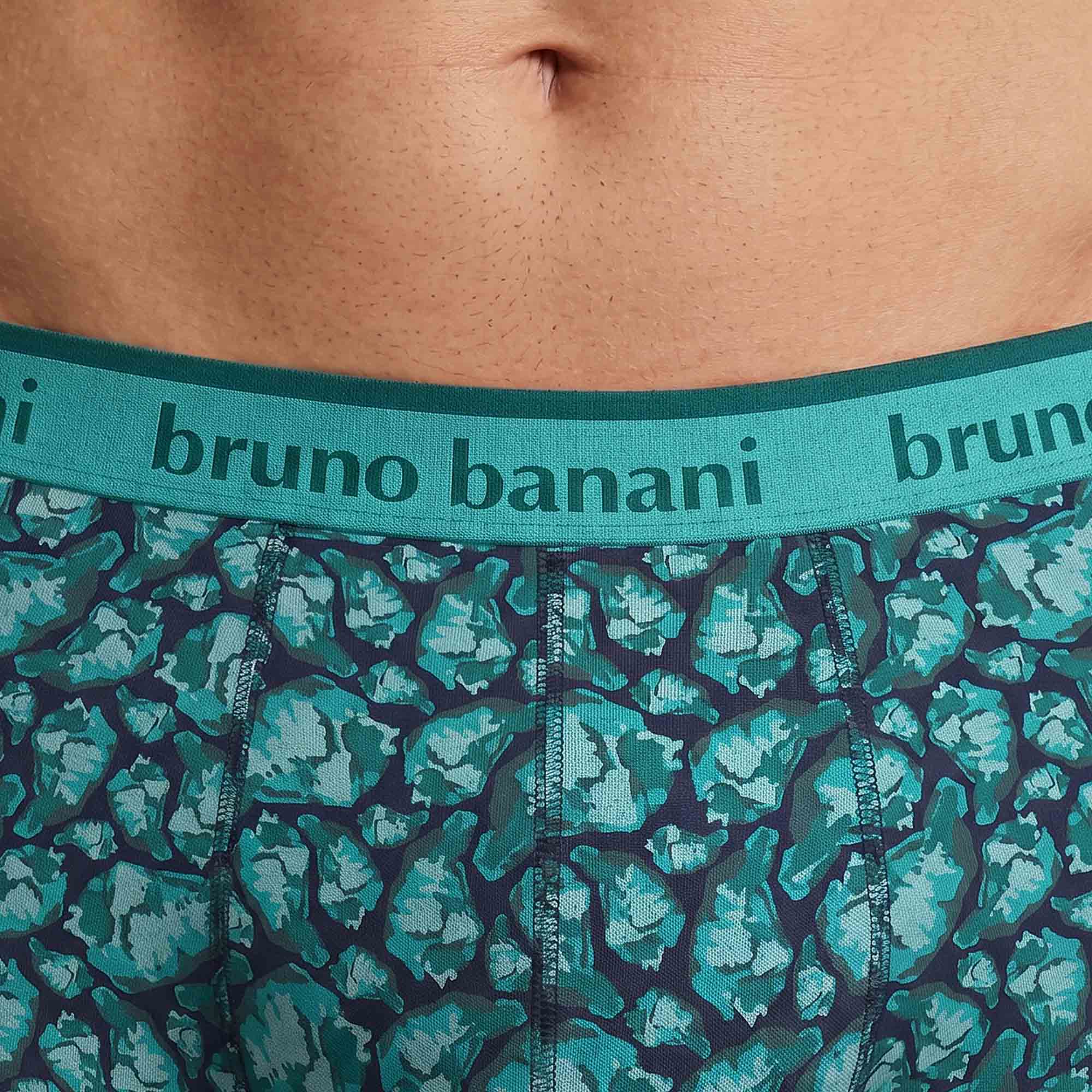 Herren-Boxershorts, Türkiser Bund, Blumenmuster, Stretchstoff