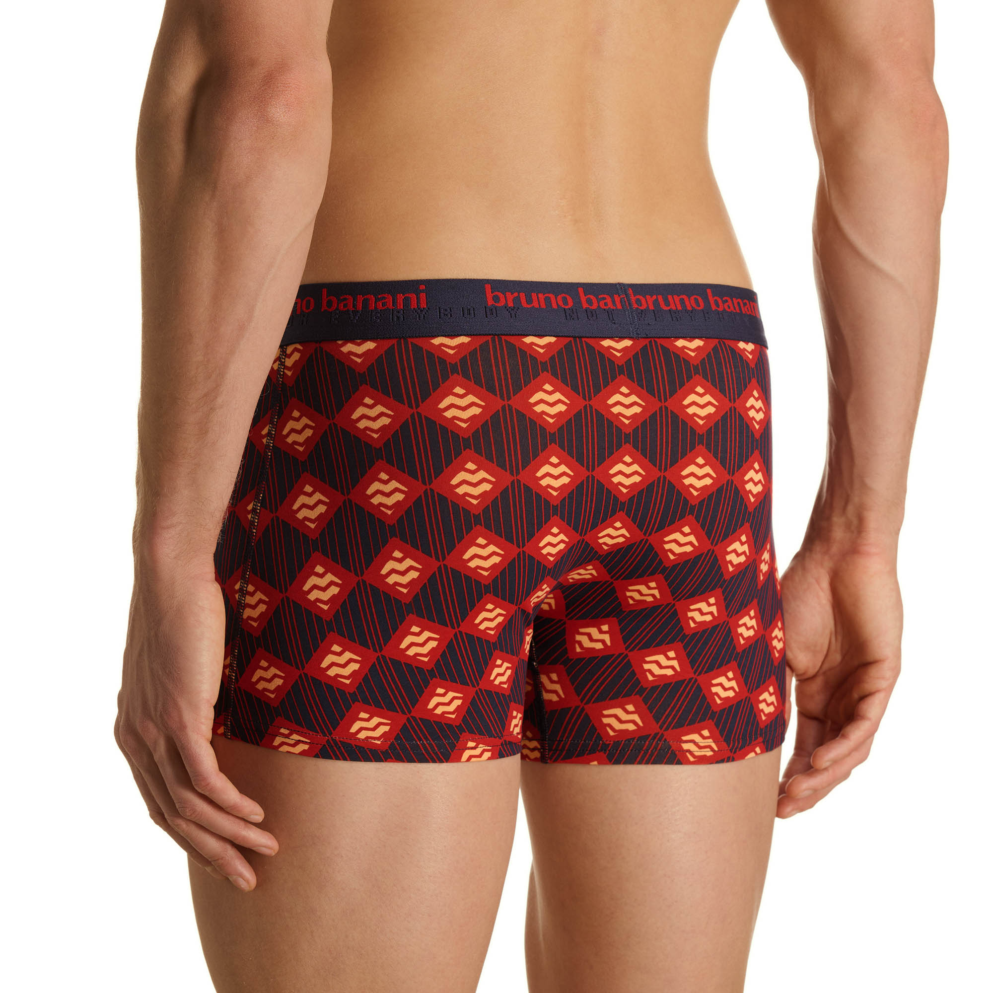 Herren-Boxershorts, Musterprint, Rot-Schwarz, Elastischer Bund