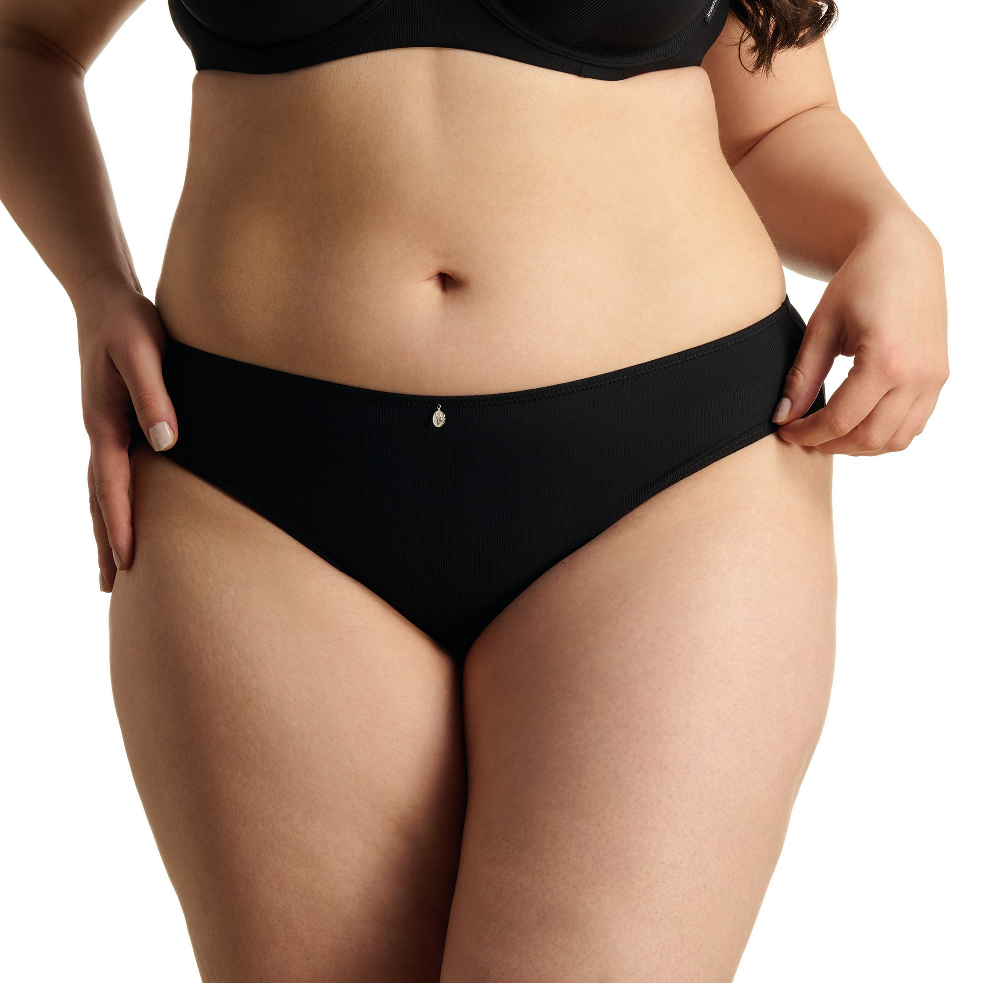 Bikini-Unterteil, Schwarze Hose, Bikini-Slip, Kein Muster, Mid-rise