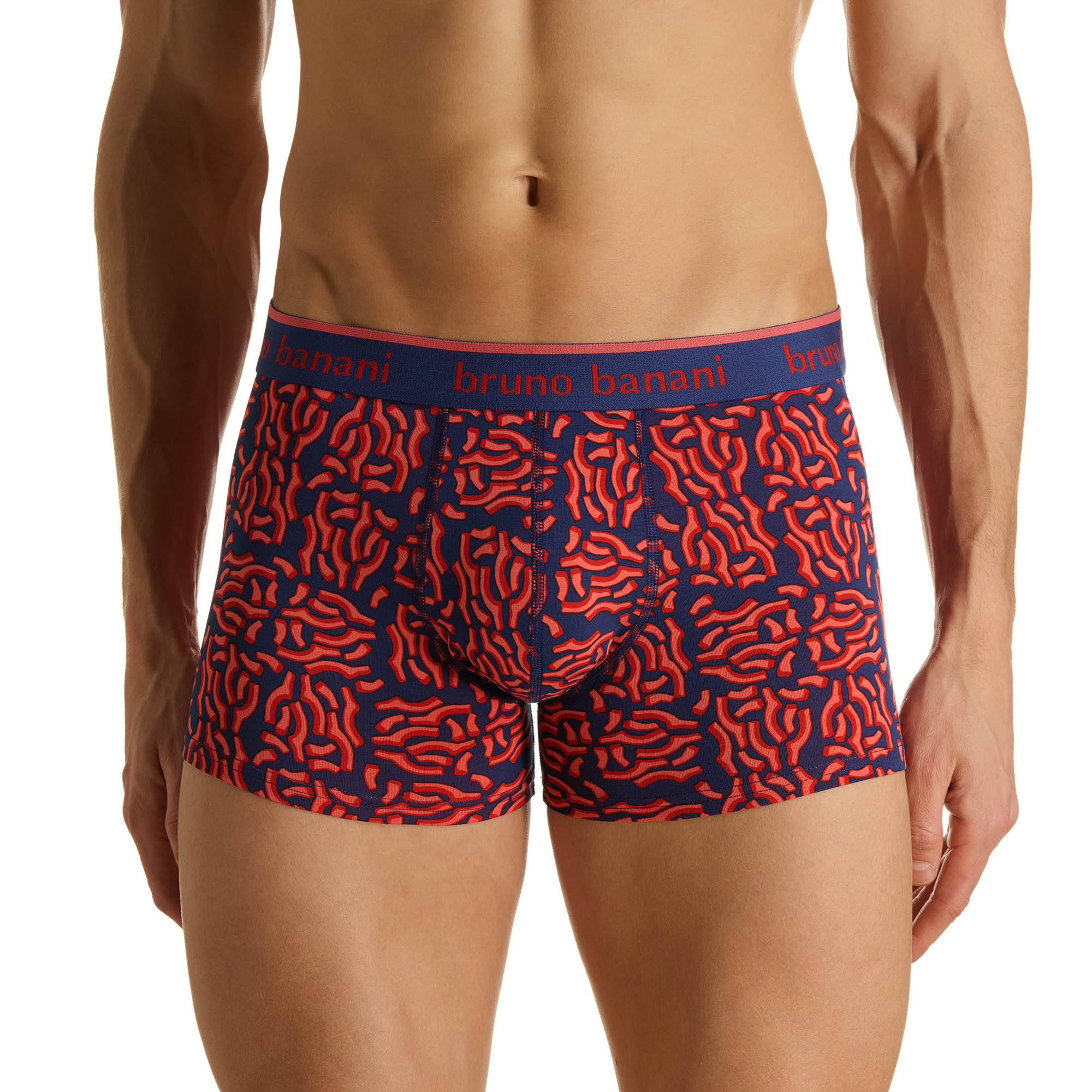 boxershorts, muster, marineblau, rot, elastischer bund