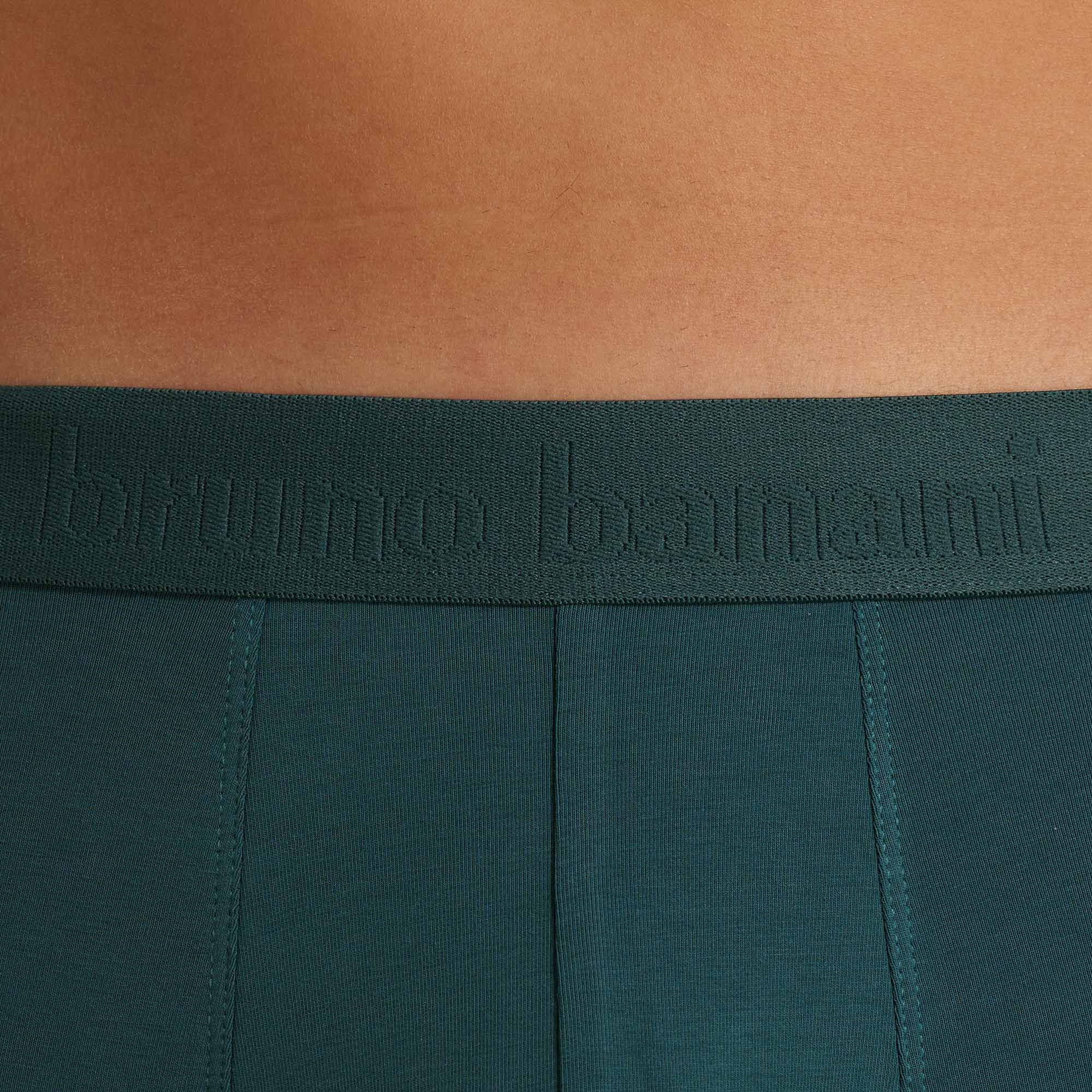 Herrenunterhose, Dunkelgrün, Elastischer Bund, Logo-Bund, Baumwolljersey