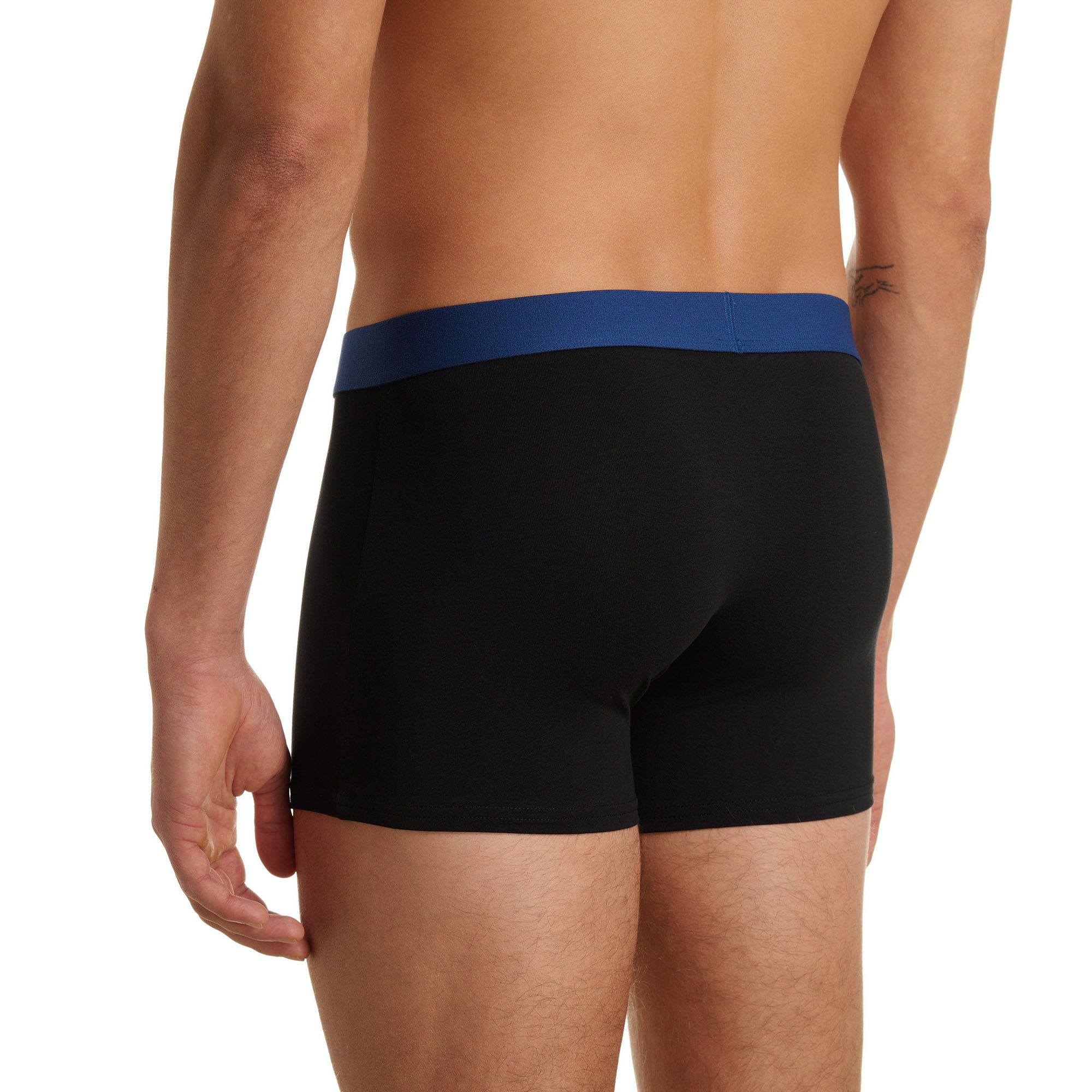 Unterwäsche, Boxer, Schwarz, Blaue Taillband, Herren