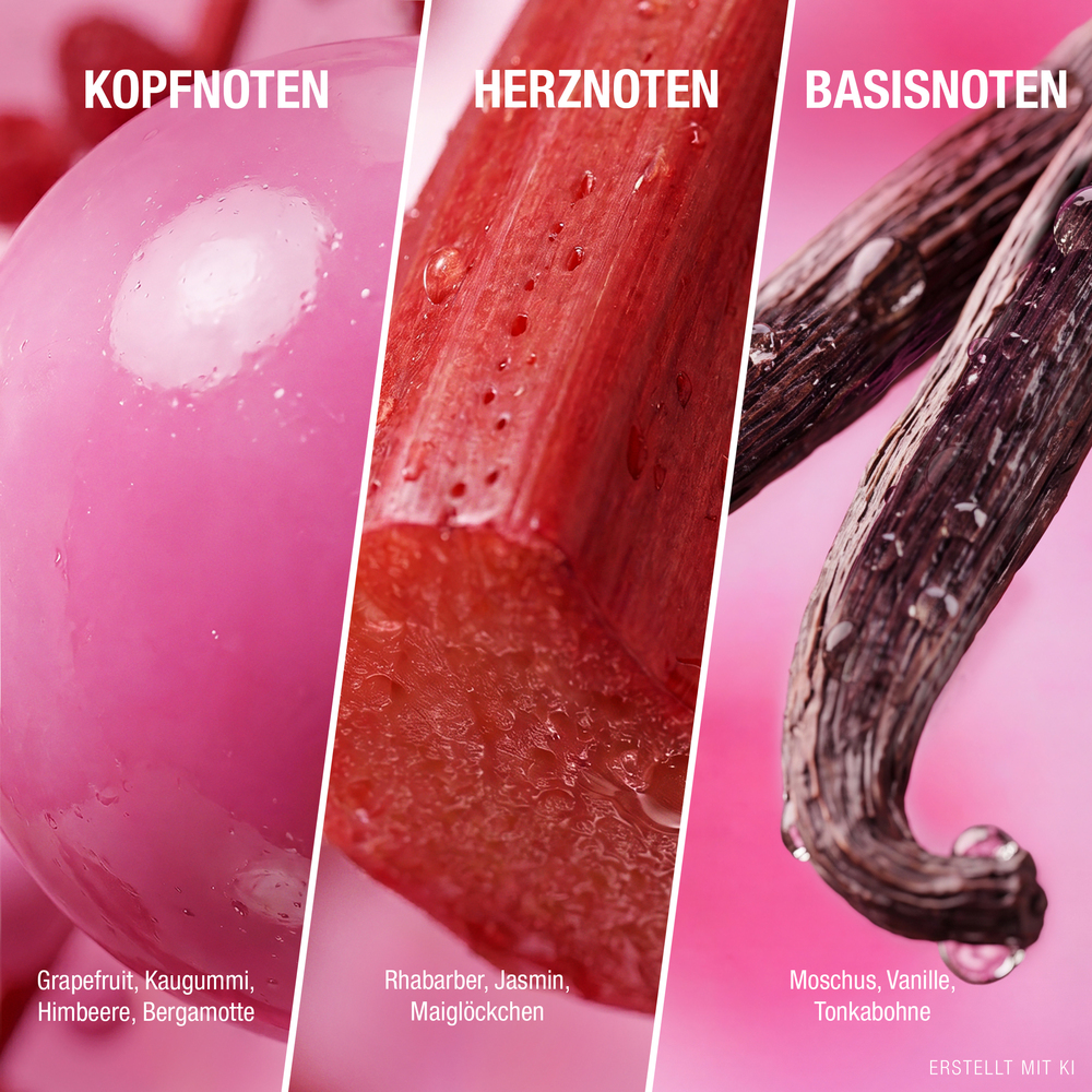 Kopfnote, Herznote, Basisnote, Grapefruit, Rhabarber