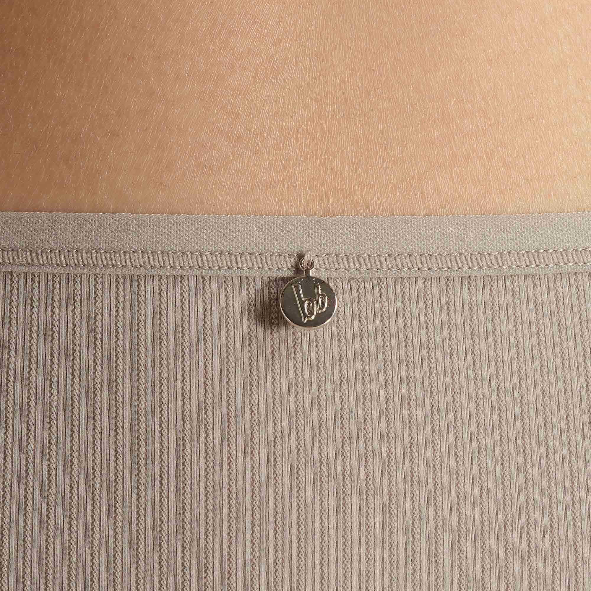 Unterwäsche, Rippenmuster, Kleines Logo, Elastischer Bund, Beige