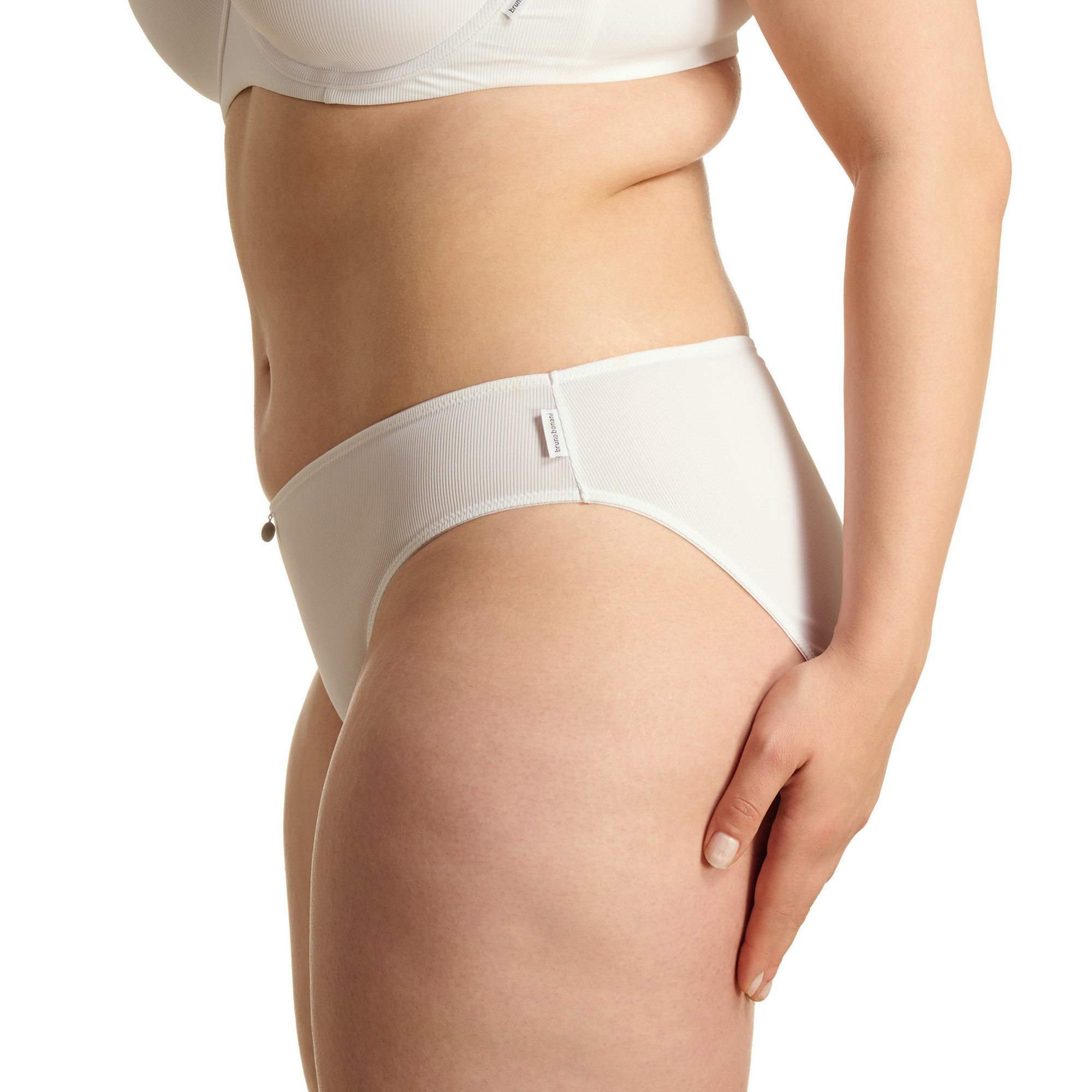 BH-Unterwäsche, Damen-Slip, Beige, gerippter Stoff, mittlerer Bund
