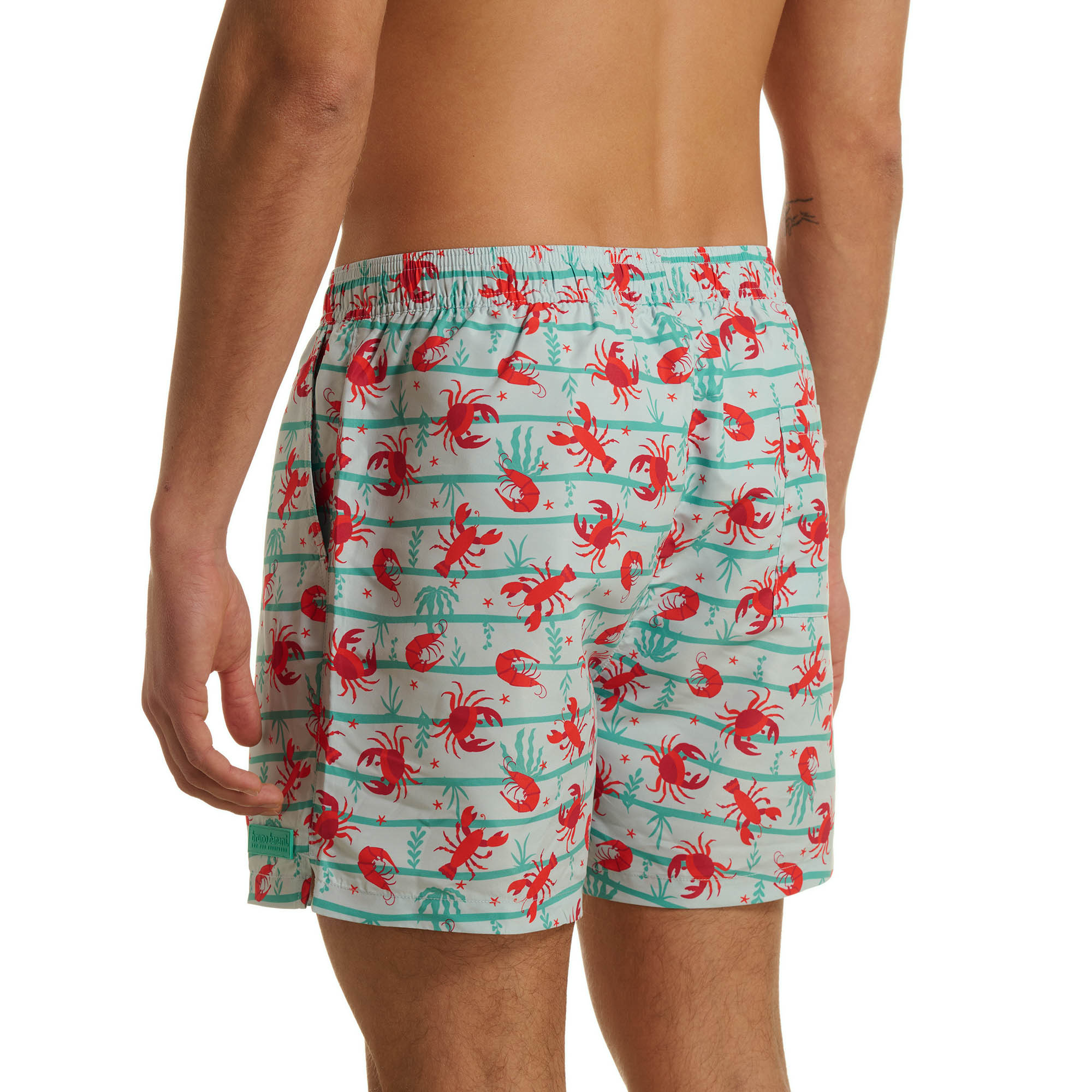 Badehose, Shorts, Krabbemuster, Meerestiere-Muster, Aquamarin