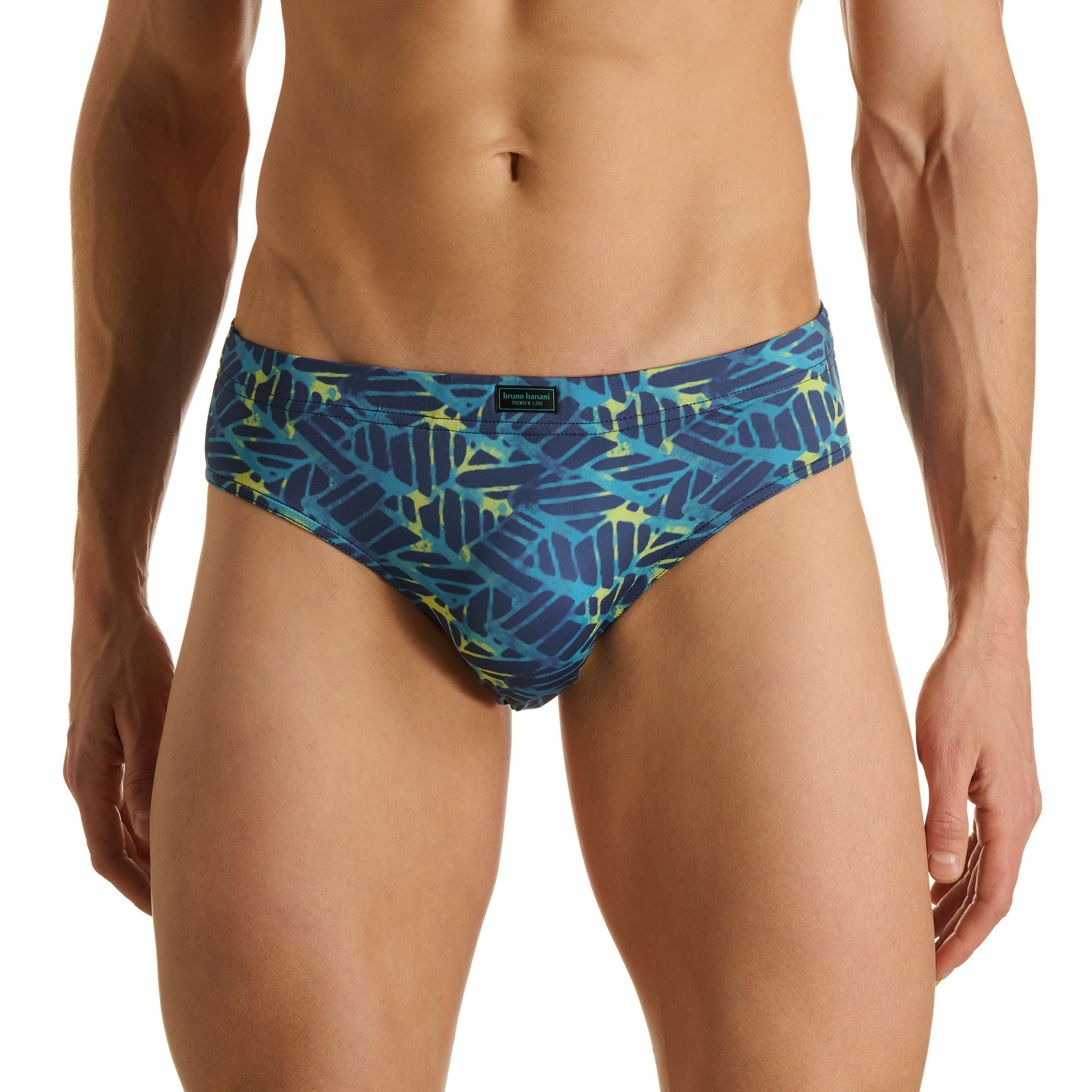 Herren-Slip, Badehose, Blau-grün, Grafisches Muster, Elastischer Bund
