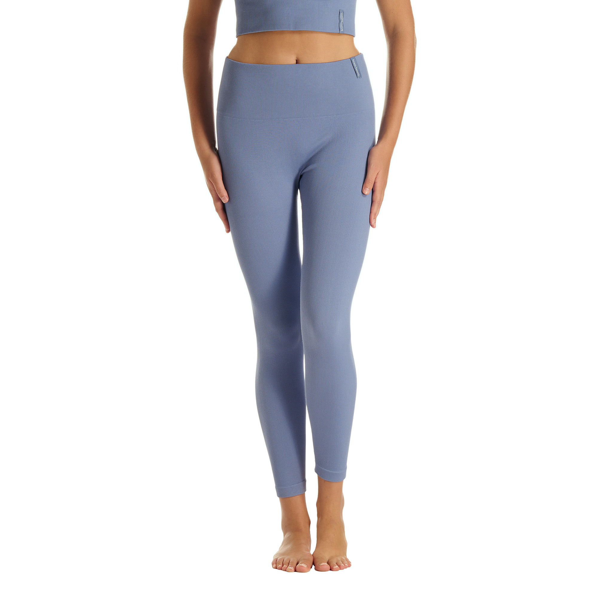 leggings, high-waist, ribbed, blue, stretch