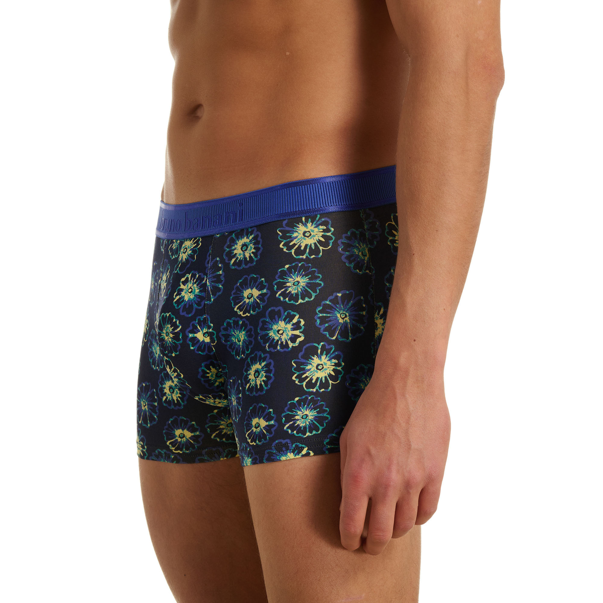 Boxer, Unterwäsche, Blumendesign, Blauer Bund, Kurz/Shorts